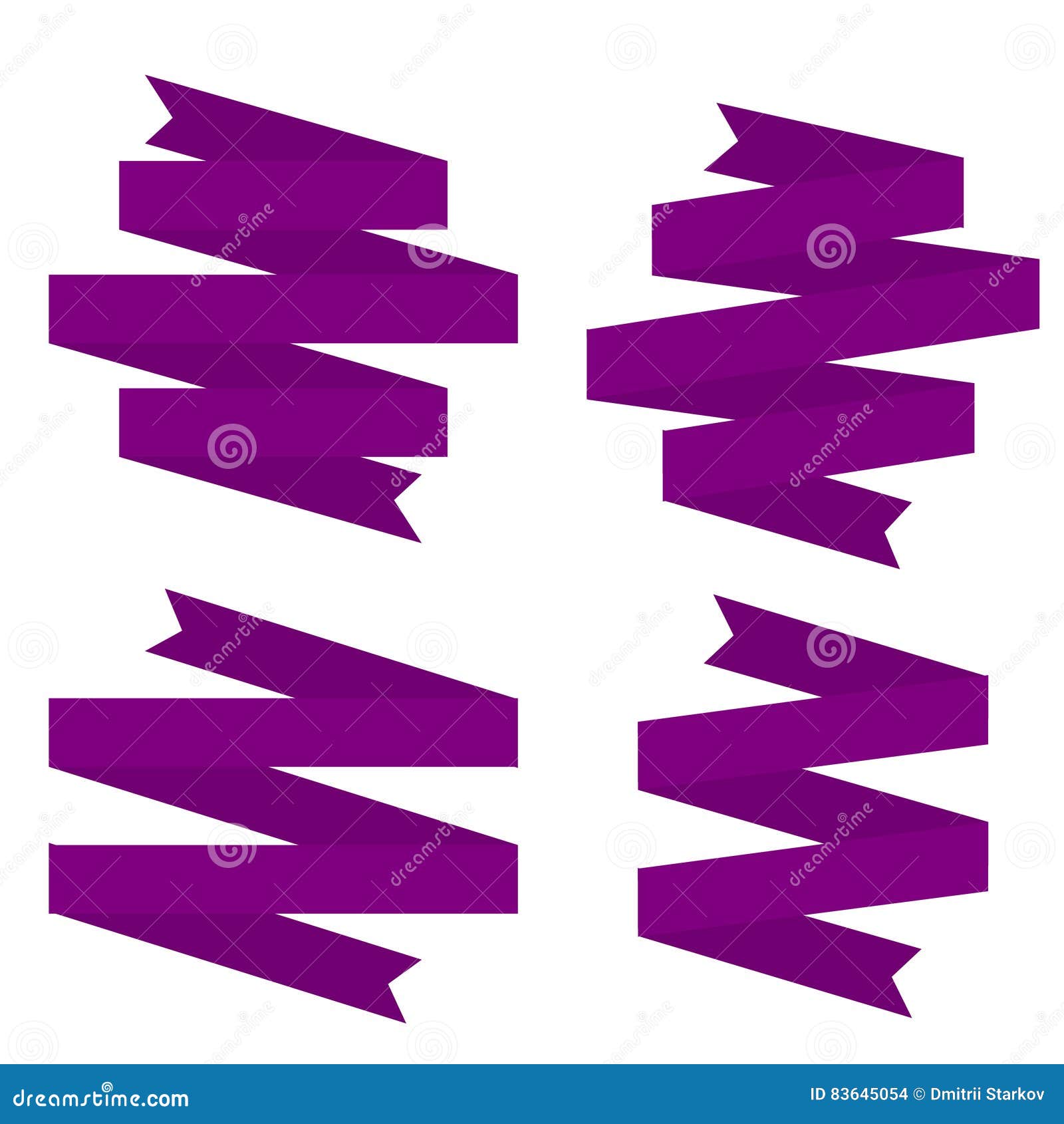 Violet Ribbons Set stock vector. Illustration of curved 83645054