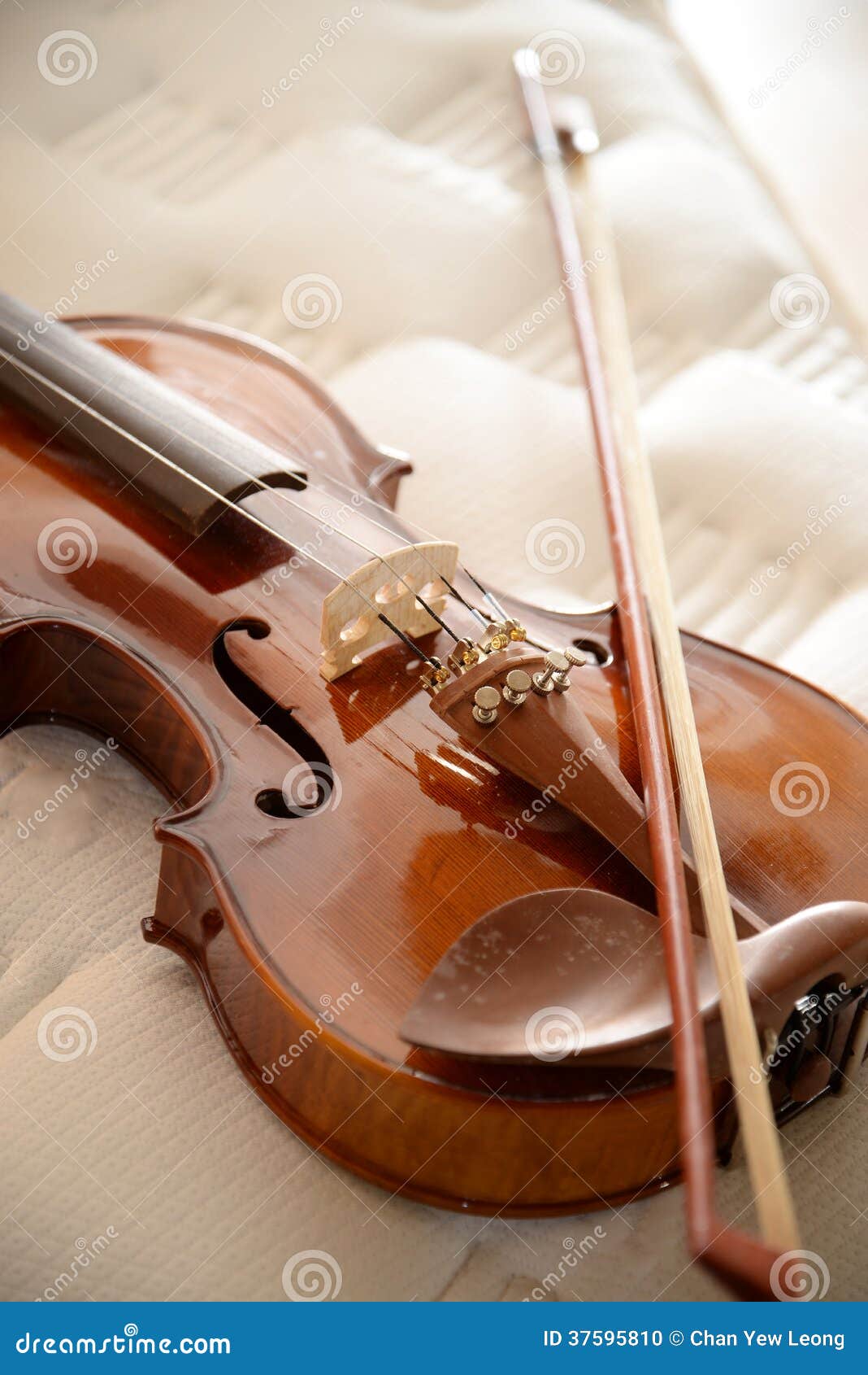 Violin on Bed stock photo. Image of song, fibre, cloth 37595810