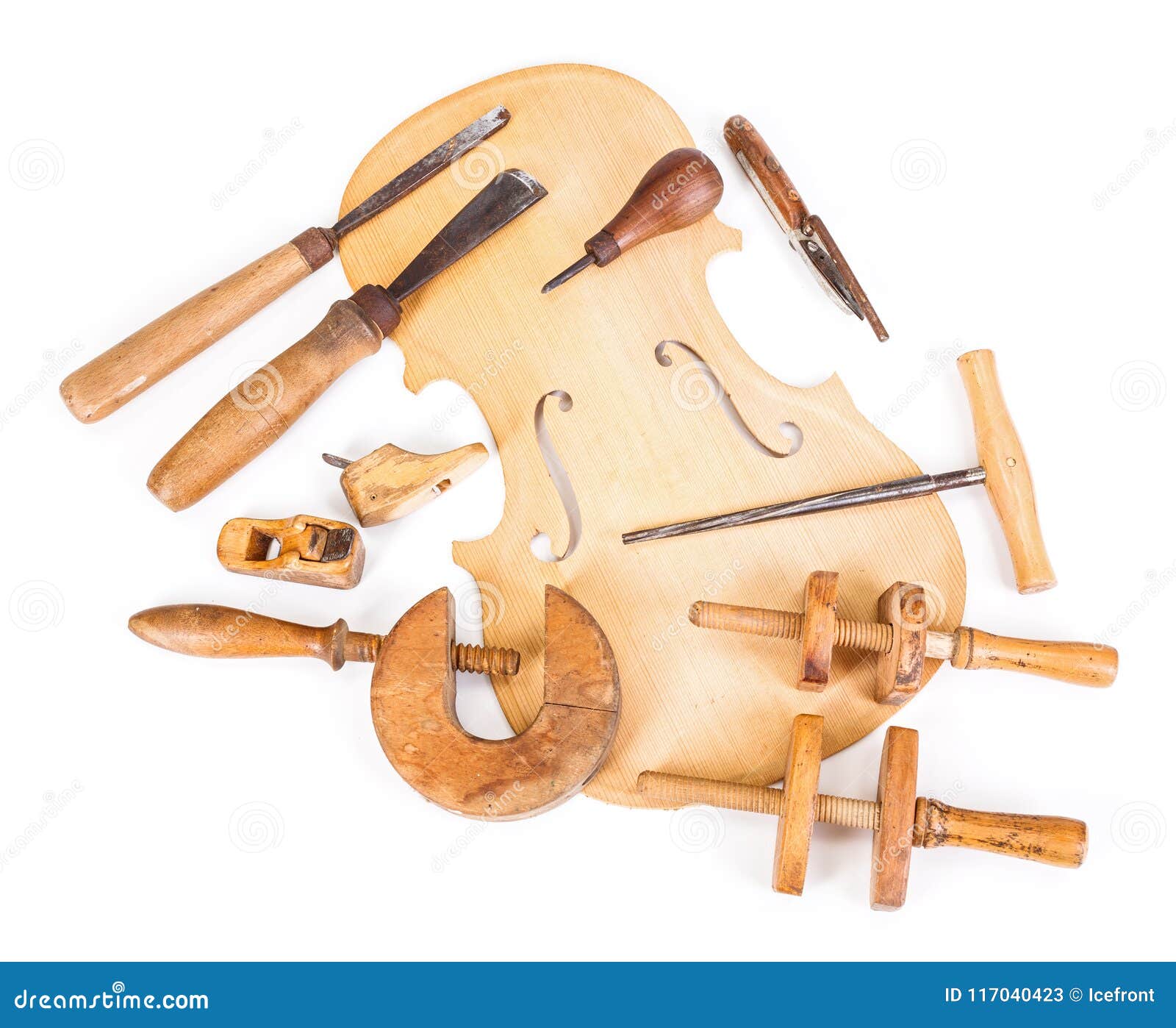 violin belly and work tools