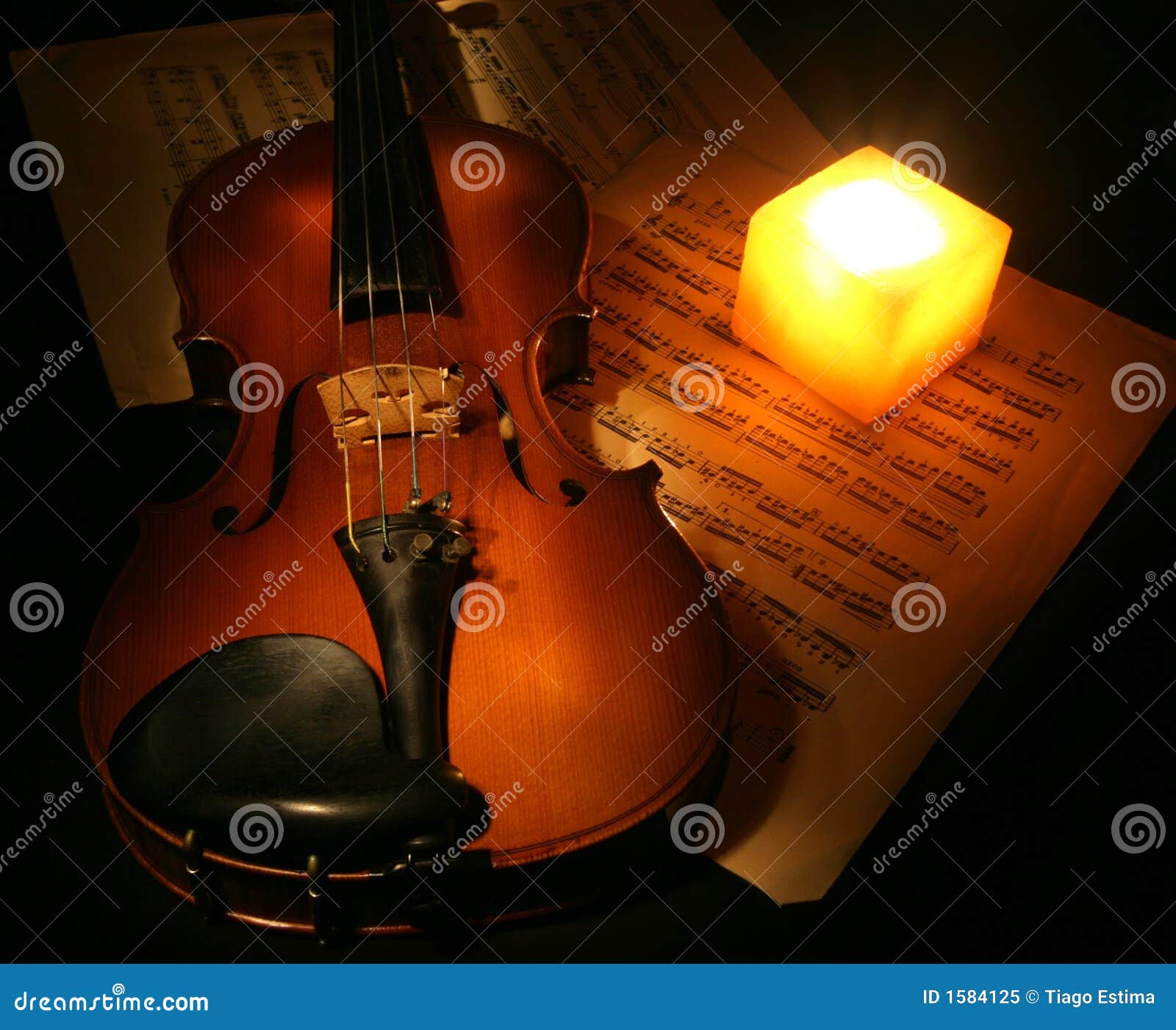 Violin and Candle stock image. Image of classical, harmony 1584125