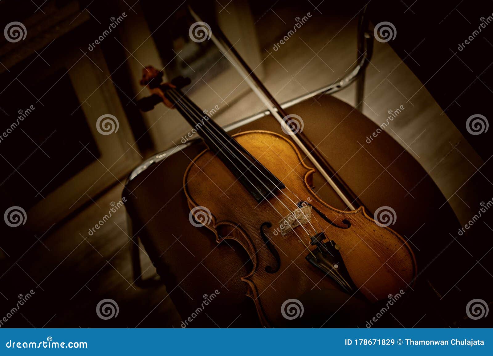 Violin on the chair stock image. Image of chair, musician - 178671829