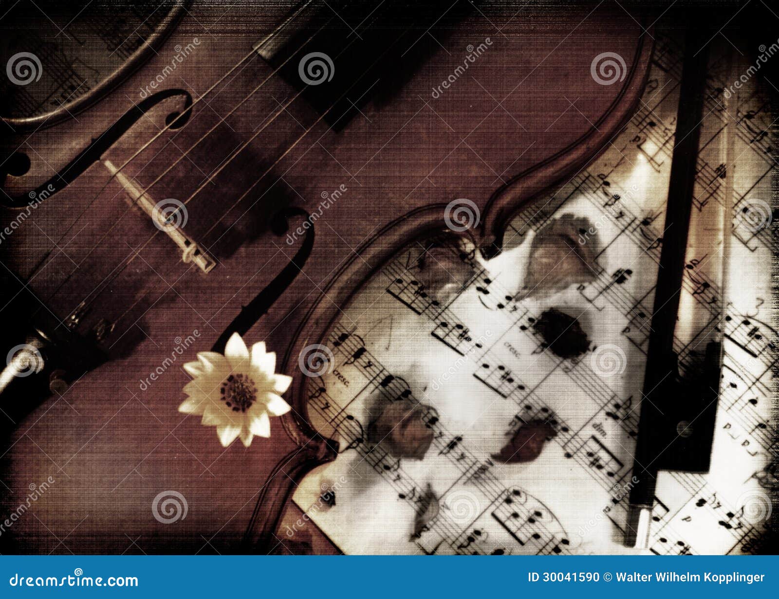 violin with music on grunge