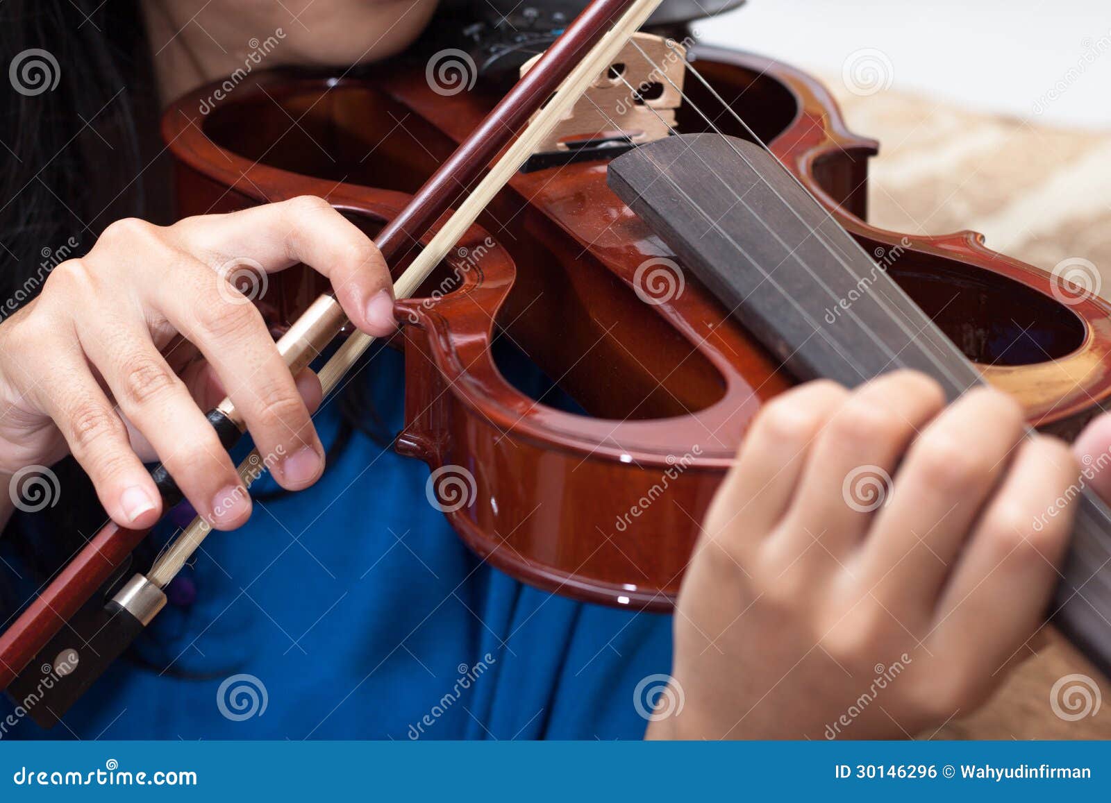 Playing the Violin, Musical Instrument with Performer Hands Stock Photo