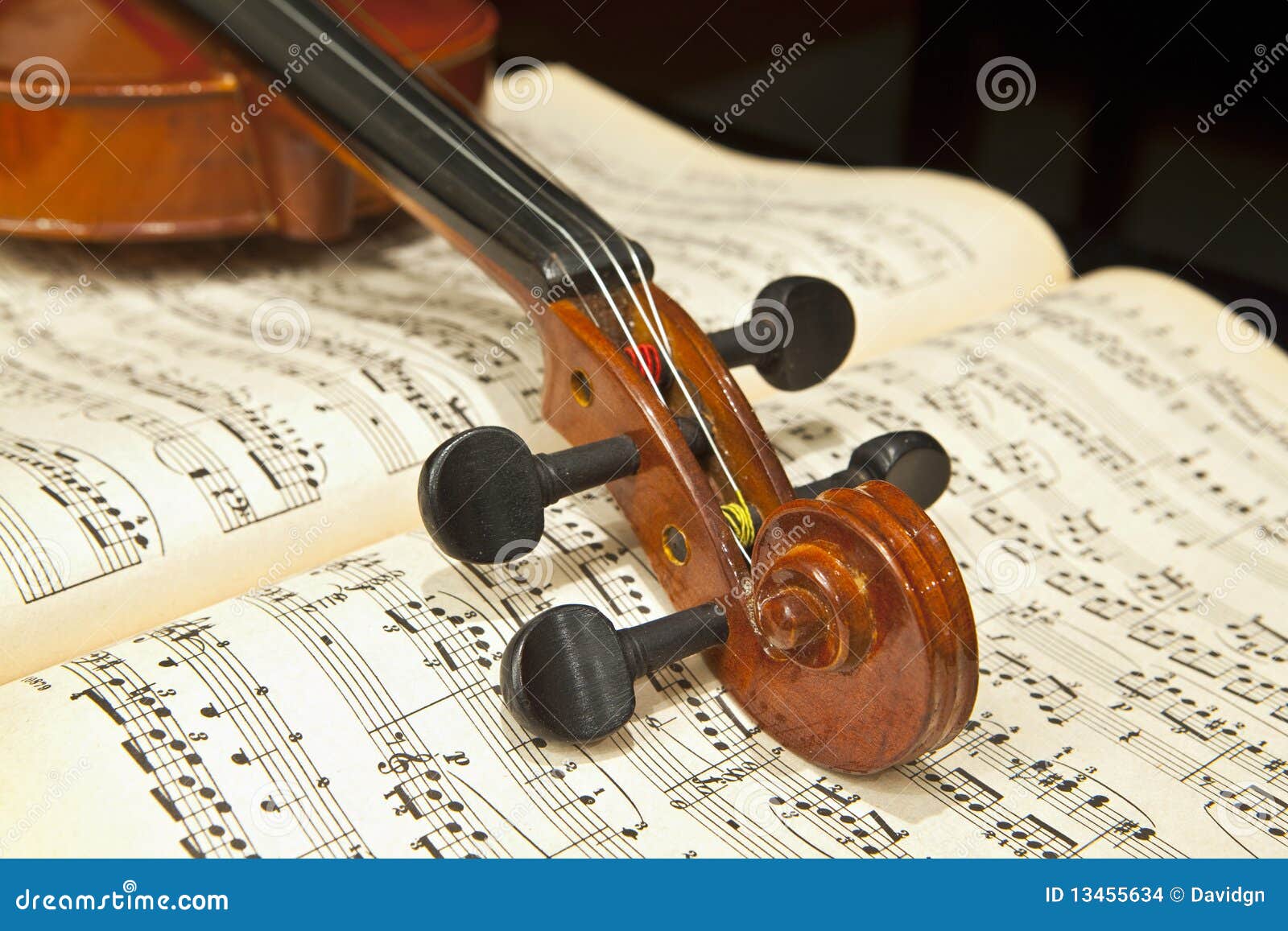 Violin on Music Sheet stock photo. Image of music, close 13455634