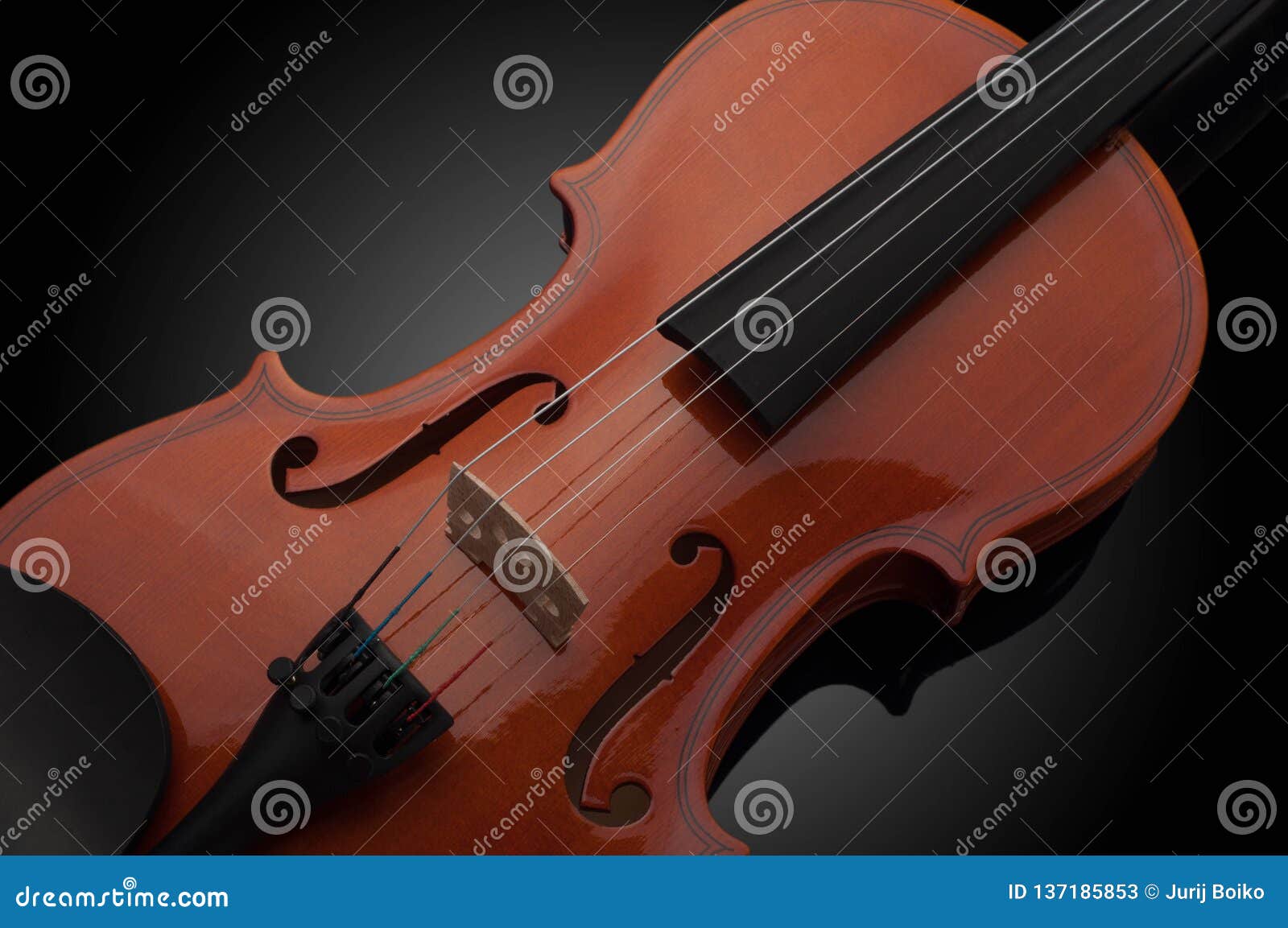 Violin Musical Instruments Of Orchestra Closeup On Black