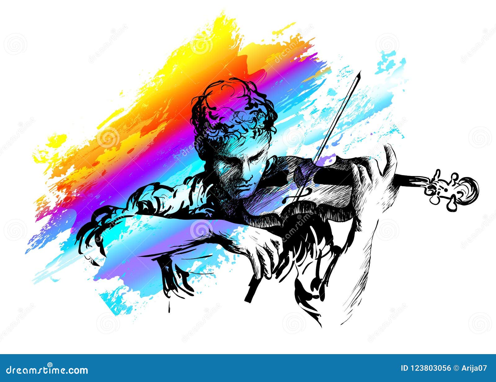 violin player. classical music concert. hand-drawn  