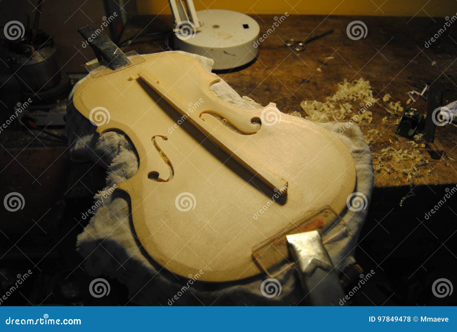 Violin in progress stock photo. Image of music, sound 97849478