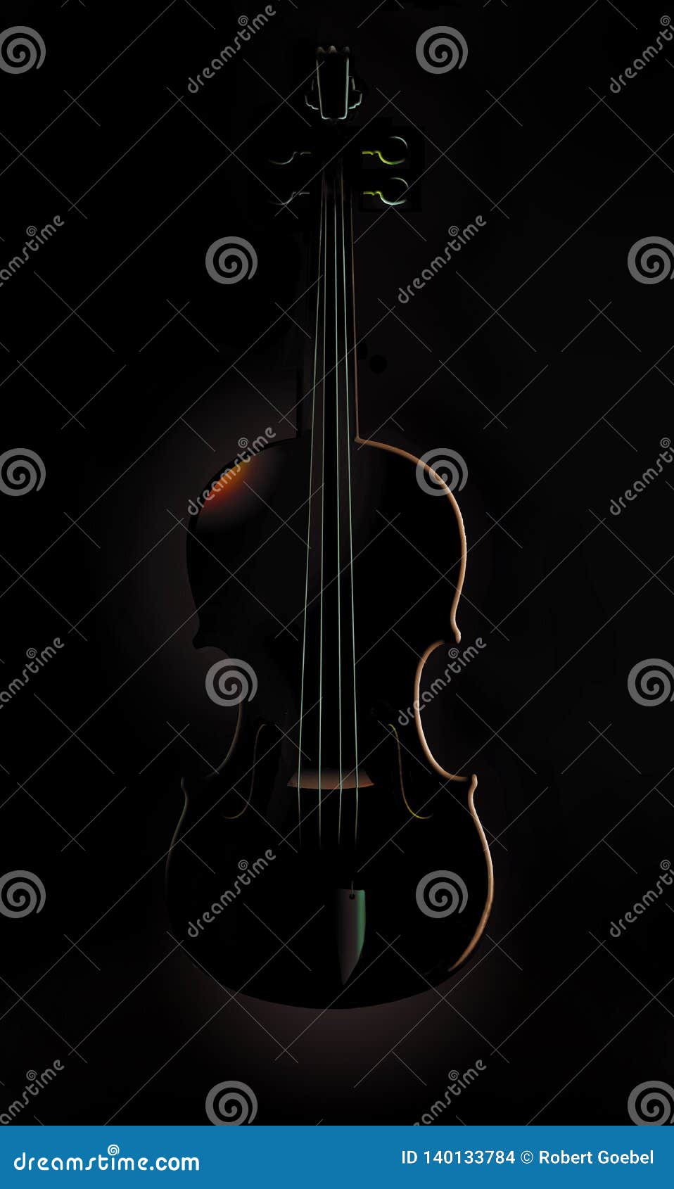 A Violin Is Seen In Striking And Unusual Lighting In This Image Stock