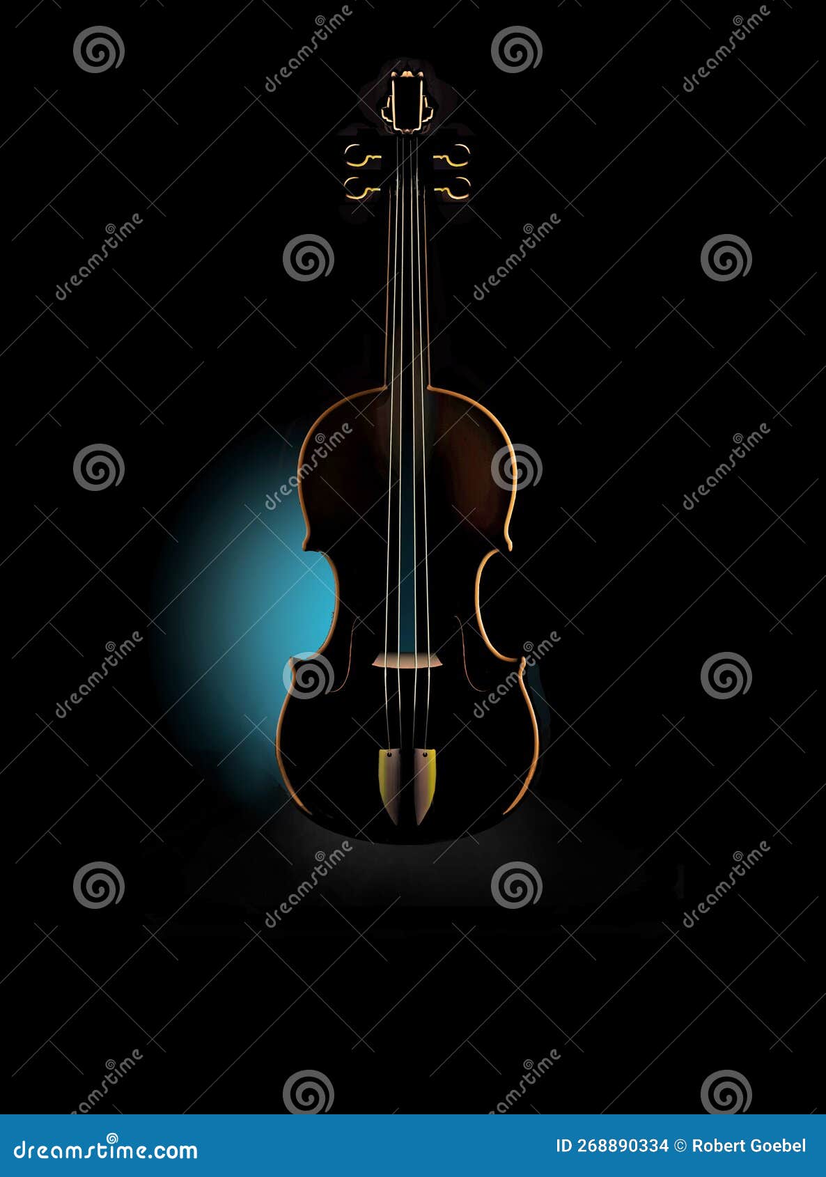 A Violin Is Seen In Striking And Unusual Lighting In This Image Stock