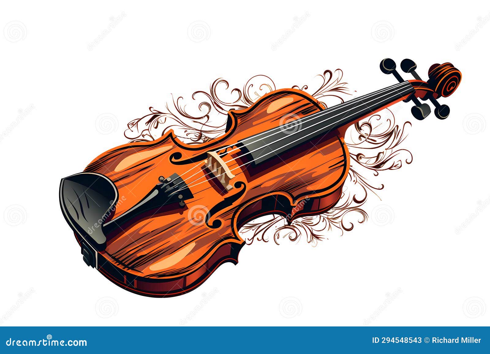 violin with swashes and swirls