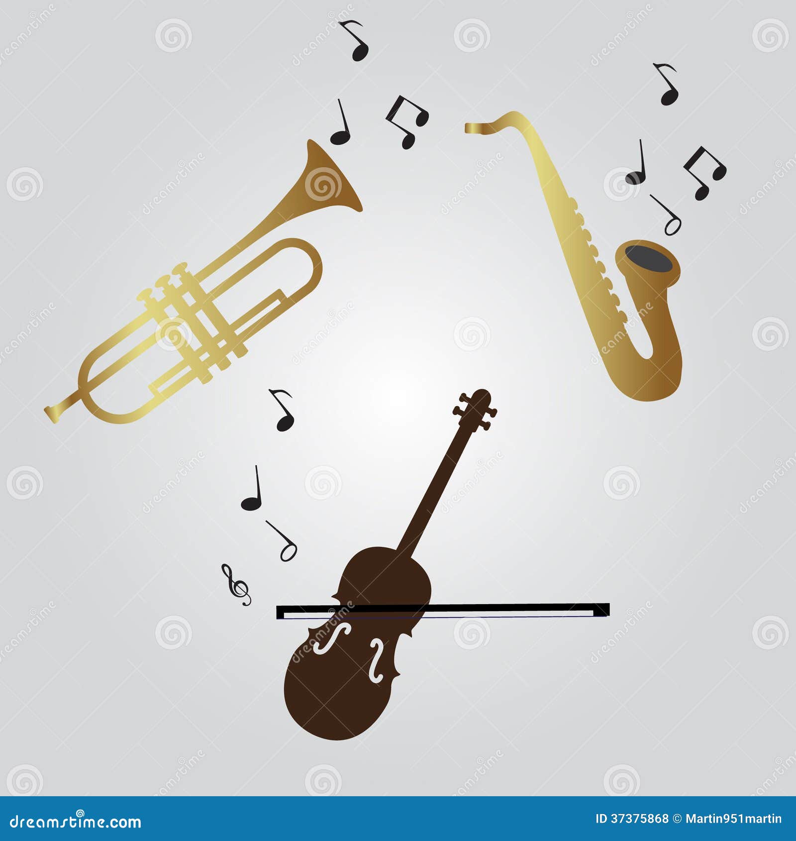 lente traidor Refinería Violin, Trumpet and Saxophone Icons Stock Vector - Illustration of design,  brown: 37375868