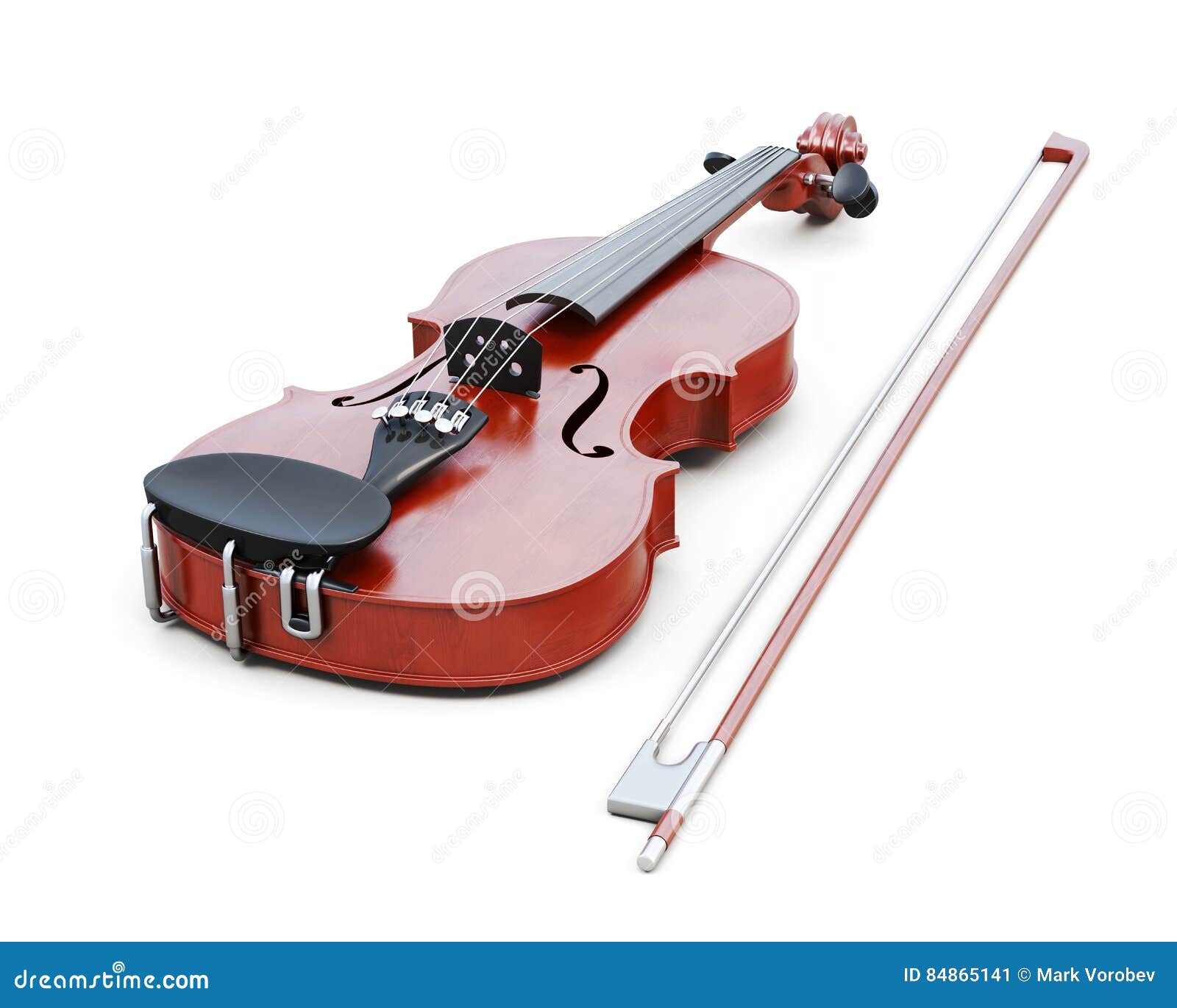 violin on white background. 3d rendering