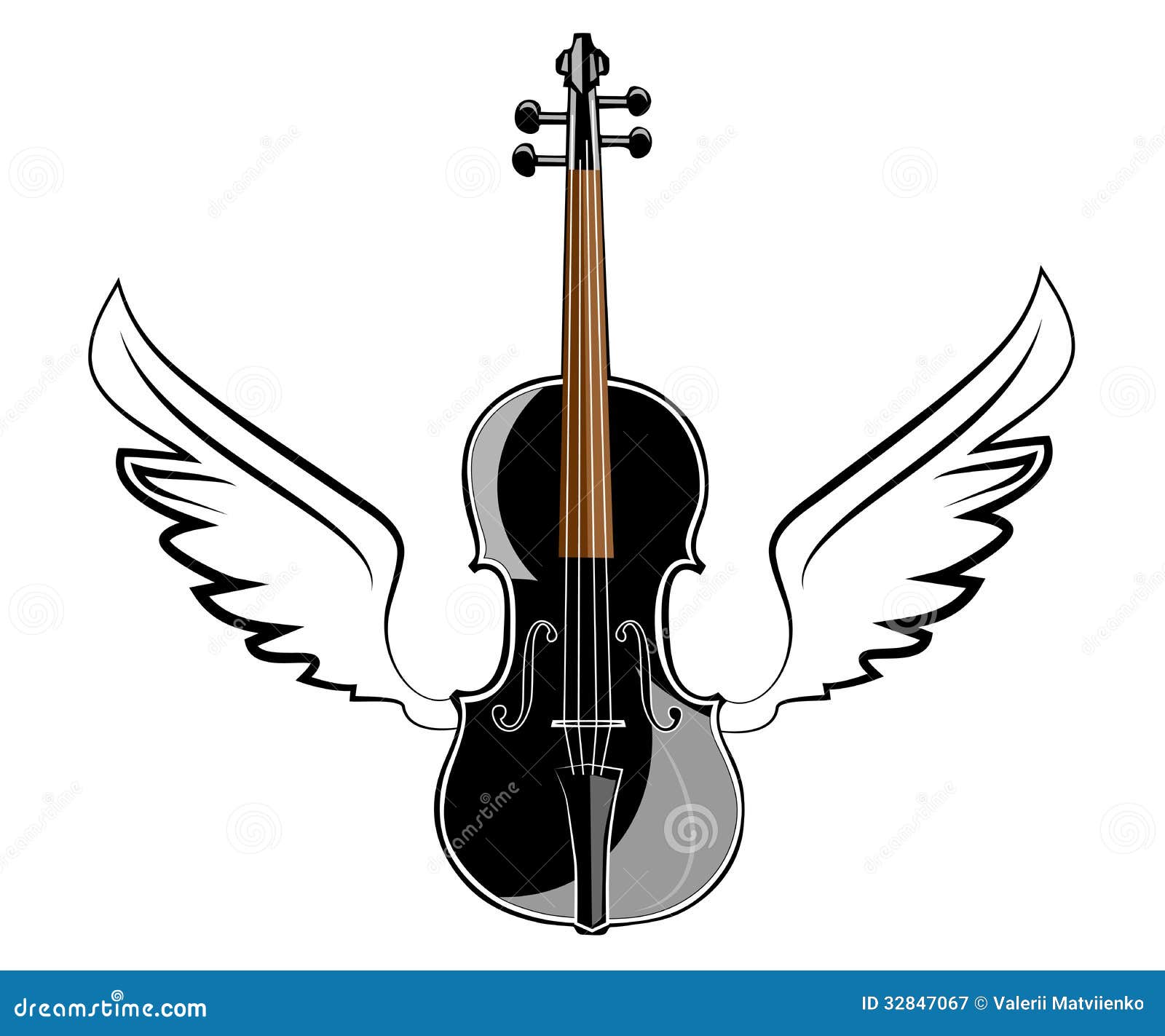 Violin with wings stock vector. Image of orchestra, reflection 32847067