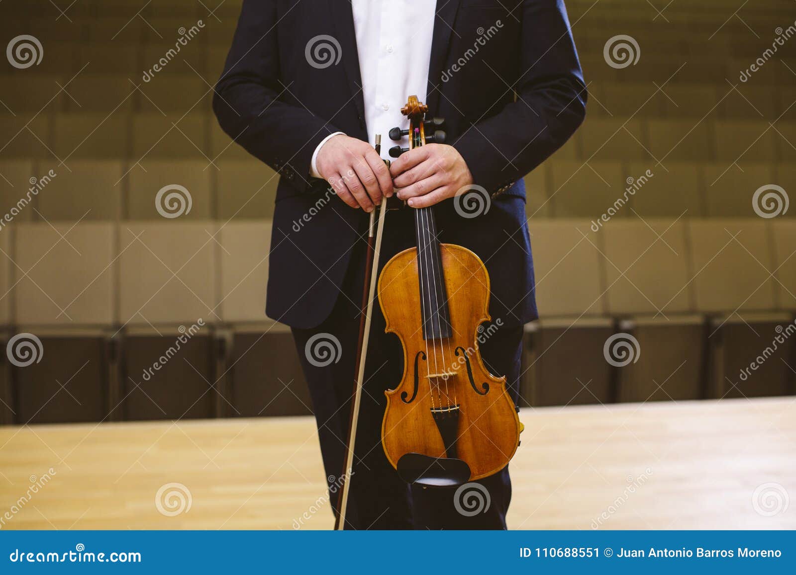 Violinist. Image of a Man Violinist in a Concert Hall. the Young Stock
