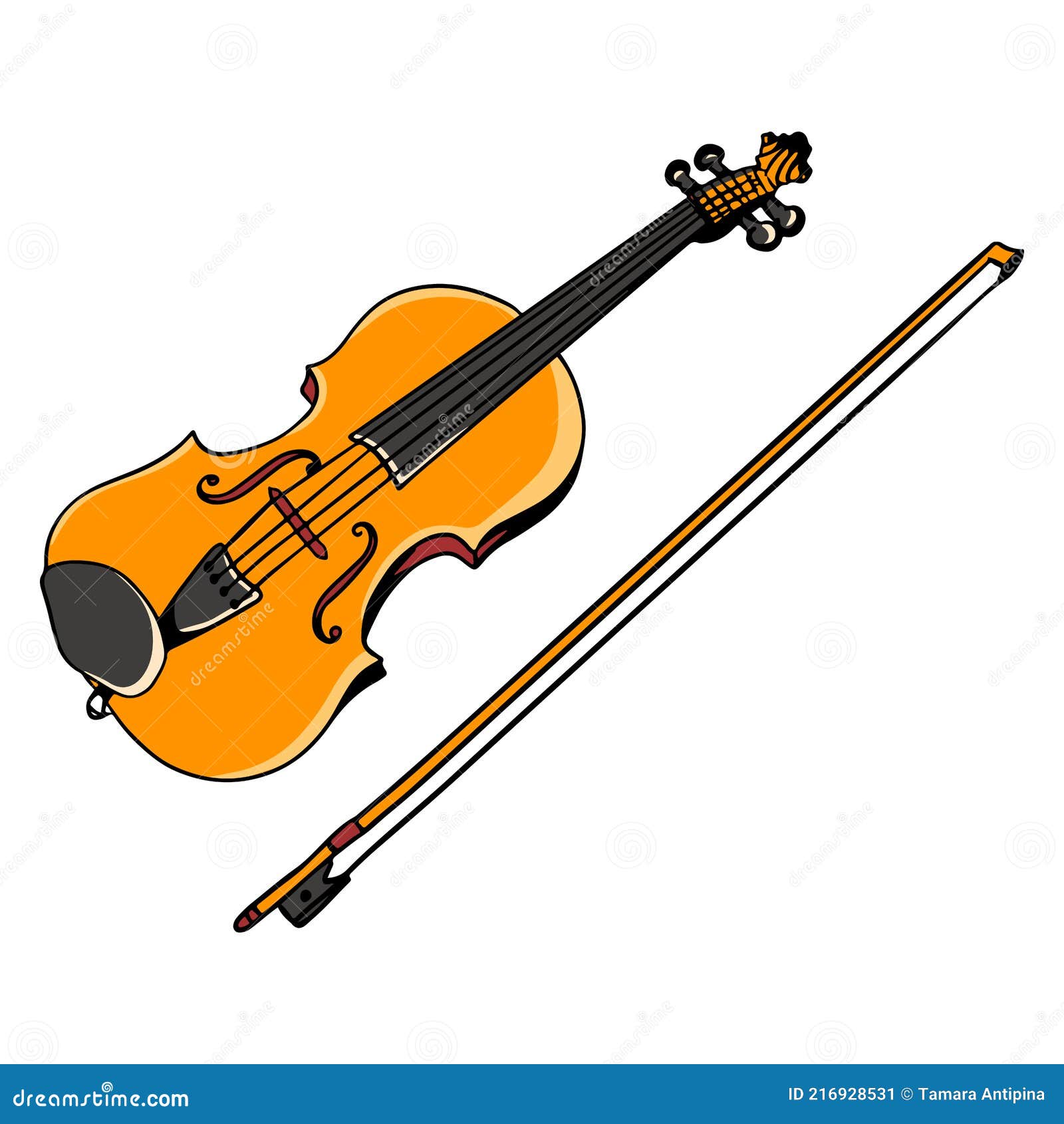 Violino. Strumento Musicale. Musica Classica. Stile Cartone Animato.  Illustrazione Vettoriale - Illustrazione di suono, immagine: 216928531