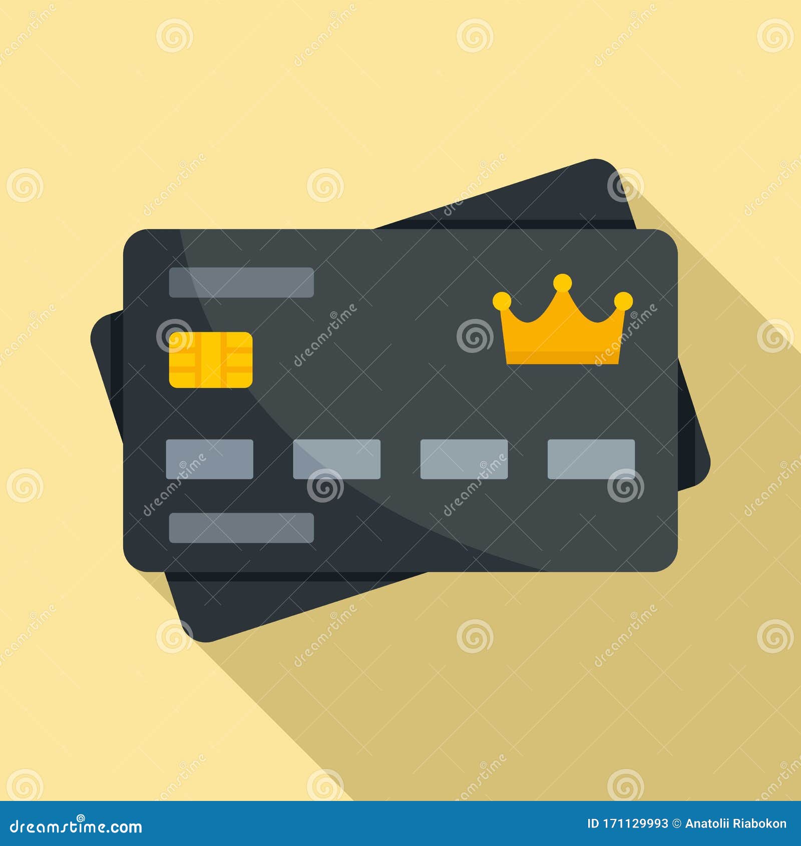 Vip Client Credit Card Icon, Flat Style Stock Vector Illustration of