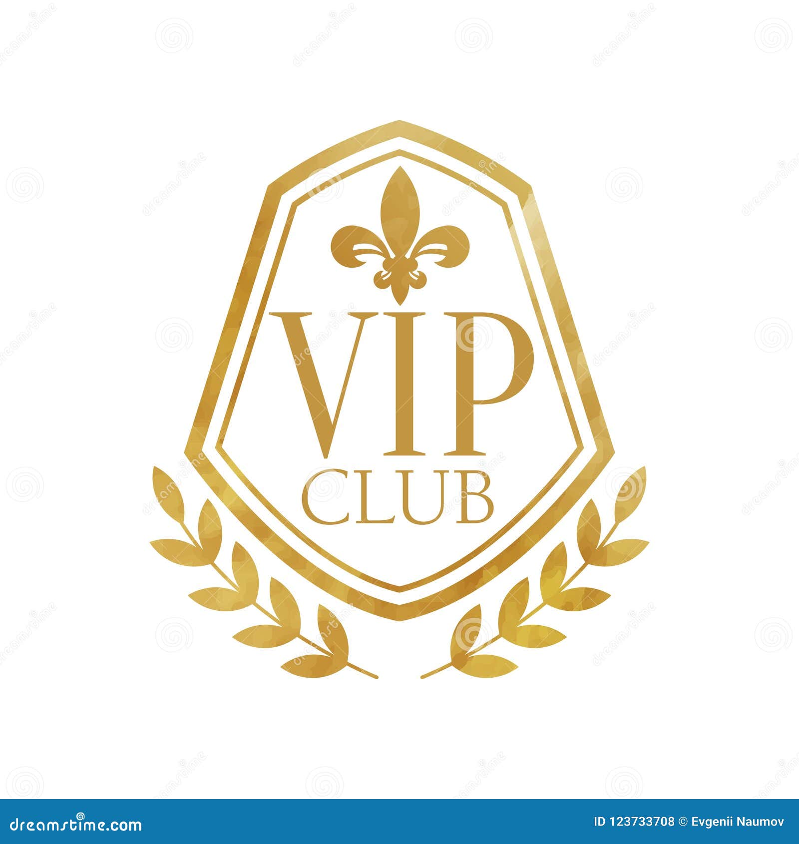 Vip club logo luxury golden badge Royalty Free Vector Image