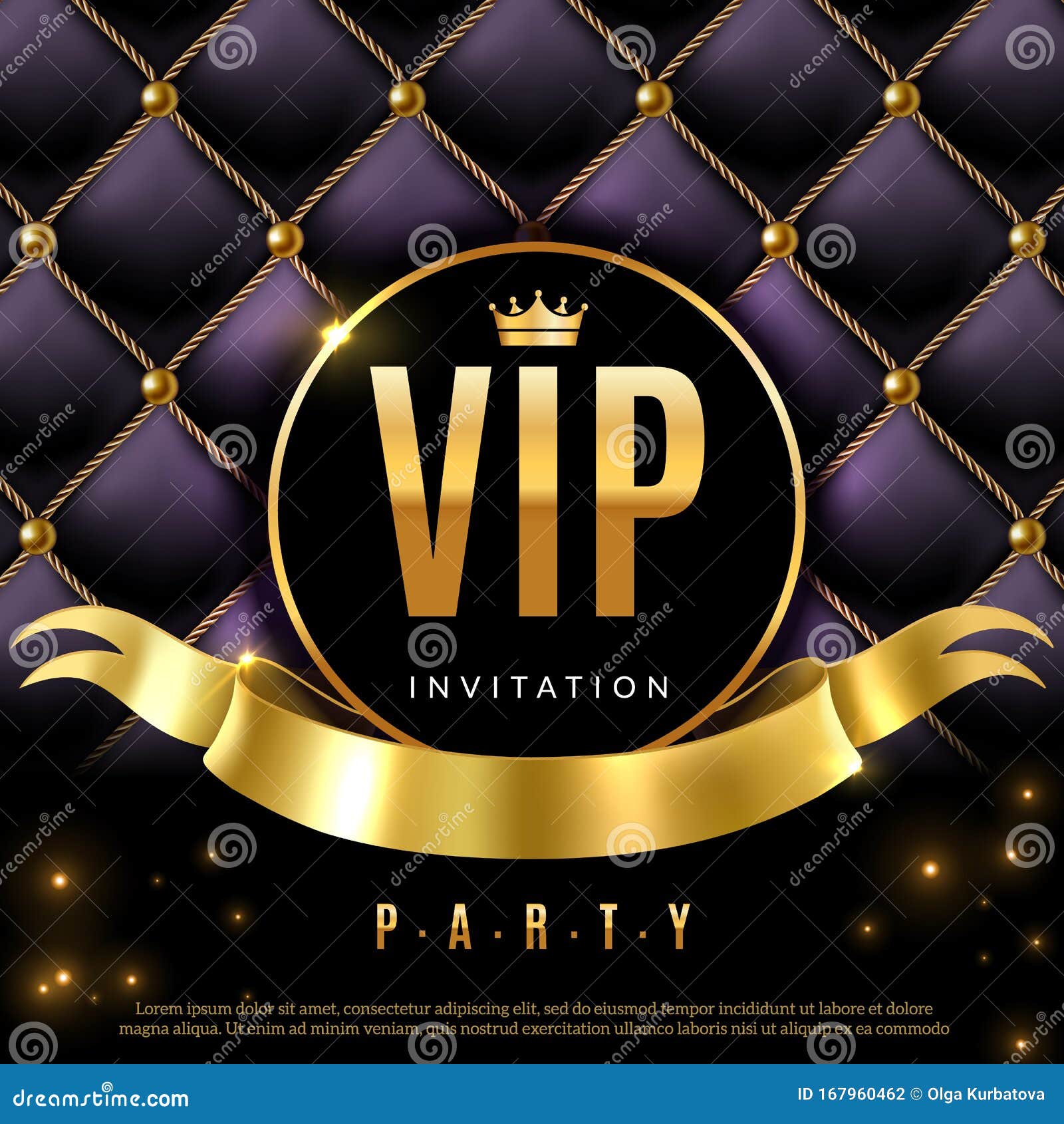 VIP. Luxury Invitation Coupon Certificate with Golden Letters