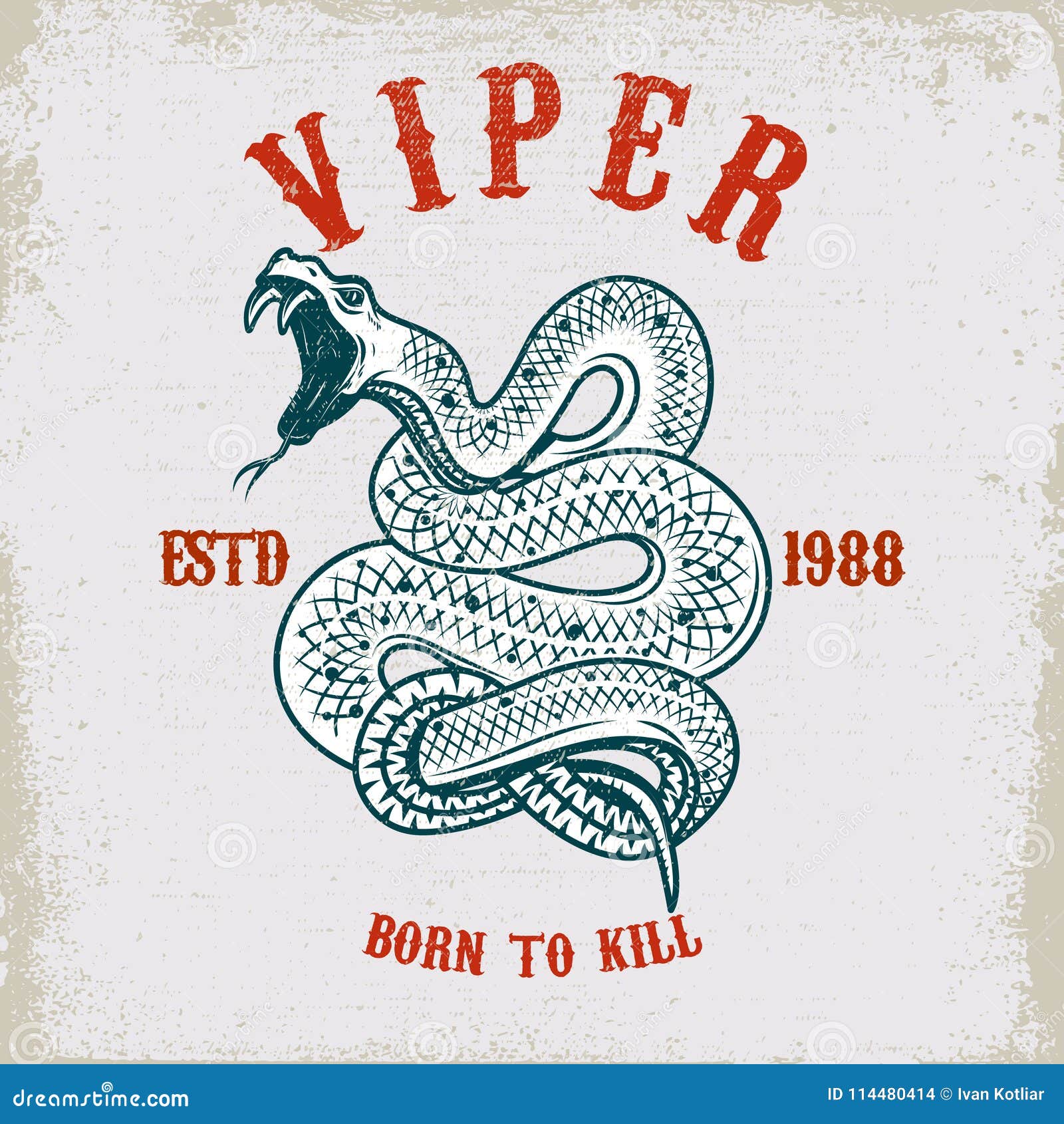 viper snake  on grunge background.   for poster, card, t shirt.