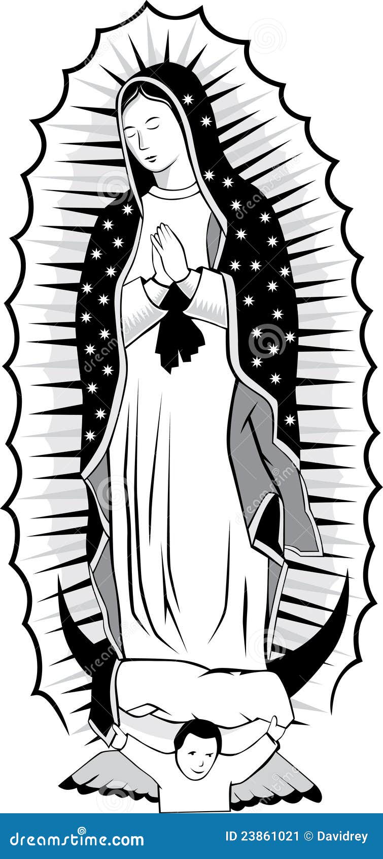 Virgen Blanco Y Negro De Guadalupe Ilustración del Vector - Ilustración de  festival, virginal: 23861021