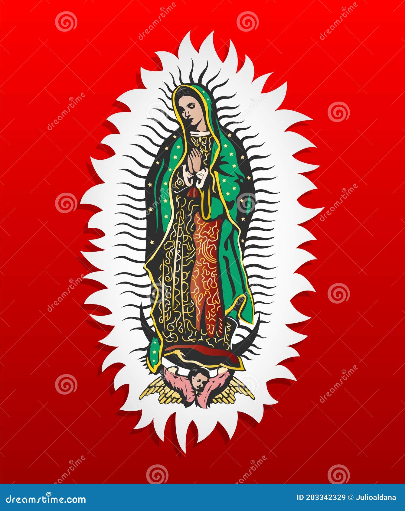 Virgen De Guadalupe Fondo Colorido De Deidad Mexicana. Ilustración del  Vector - Ilustración de cristianismo, colorido: 203342329