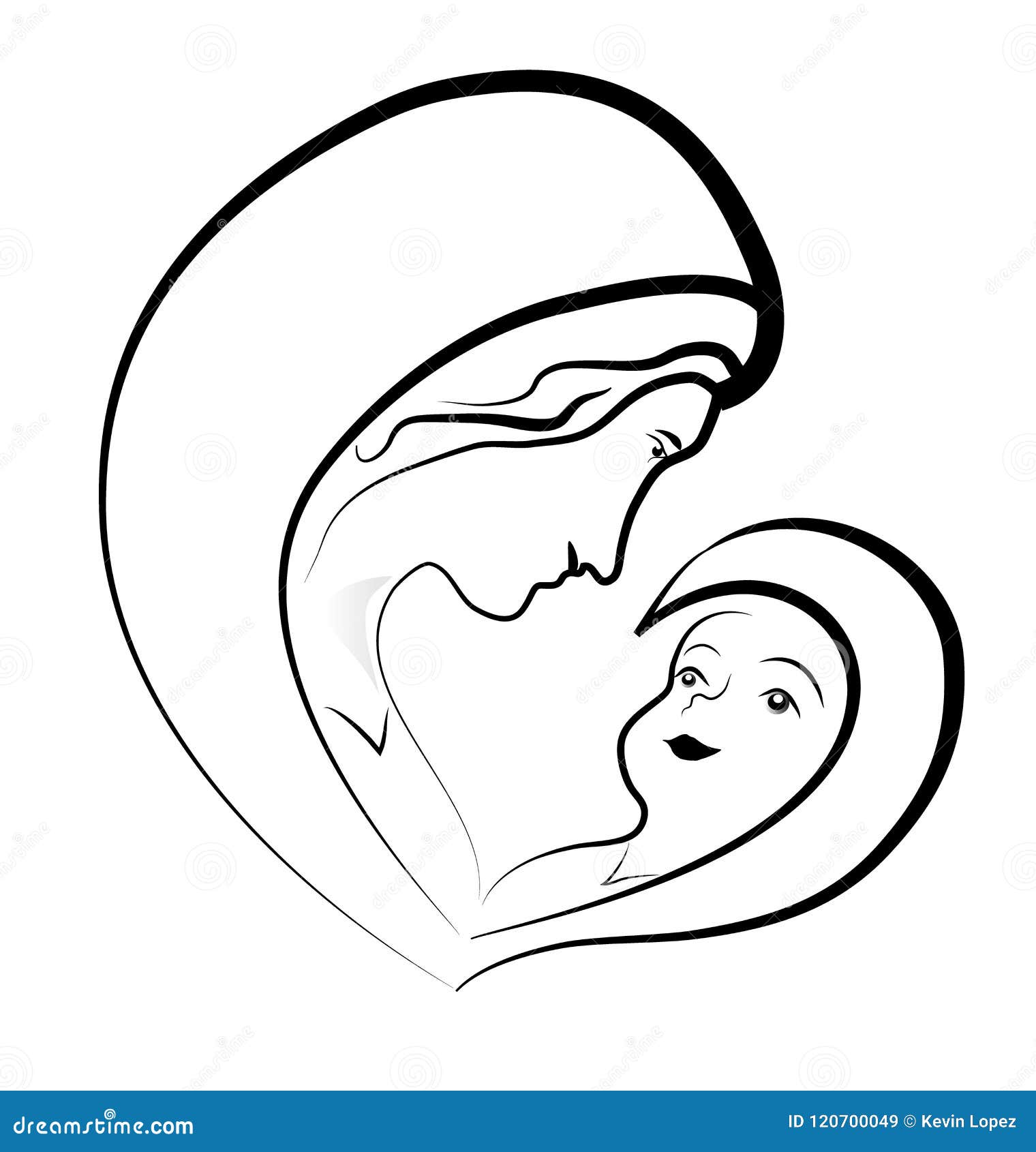 Virgen María Y Bebé Jesús, Dibujo Del Vector Ilustración del Vector -  Ilustración de actitud, cara: 120700049