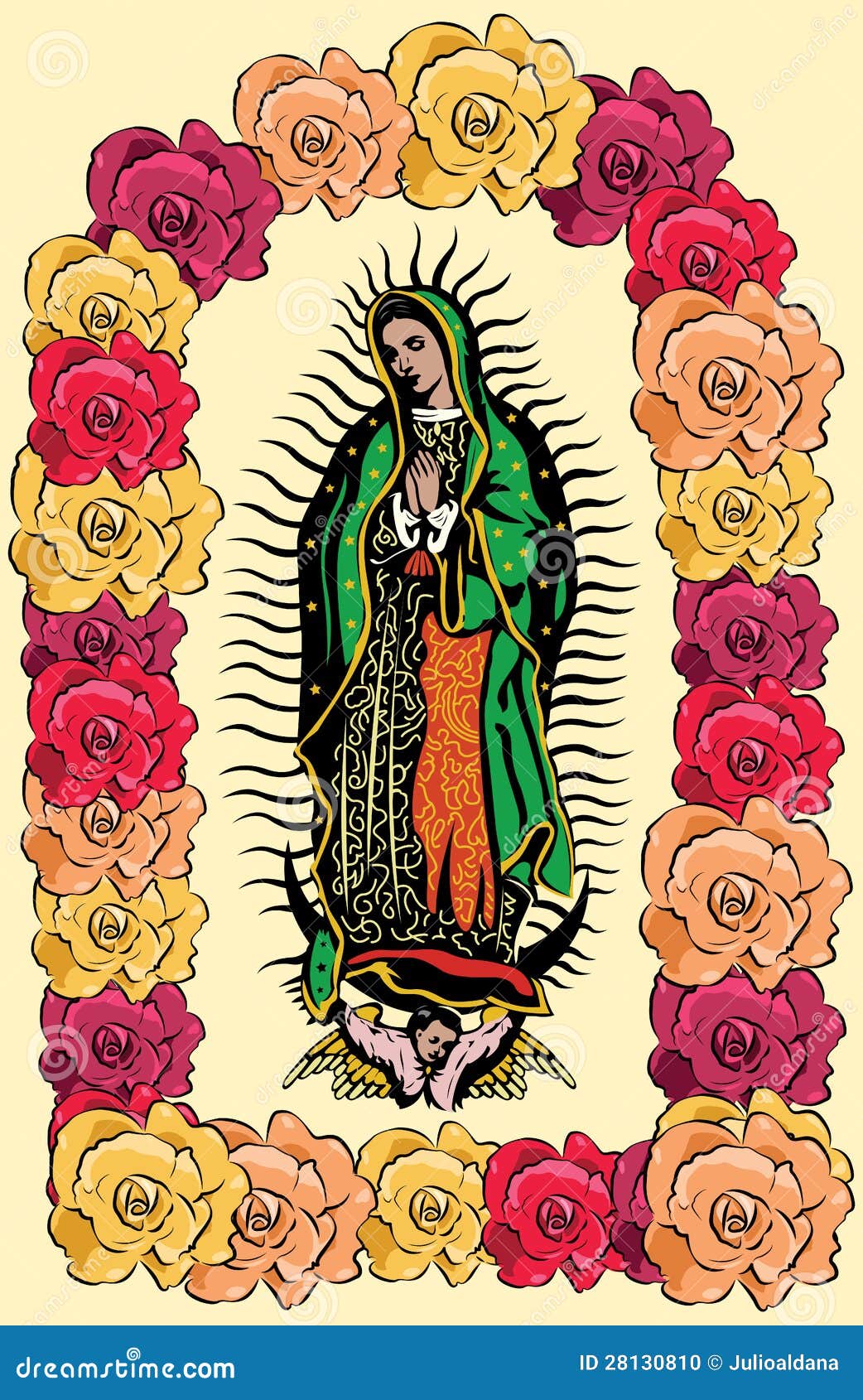 the virgin of guadalupe and roses - 