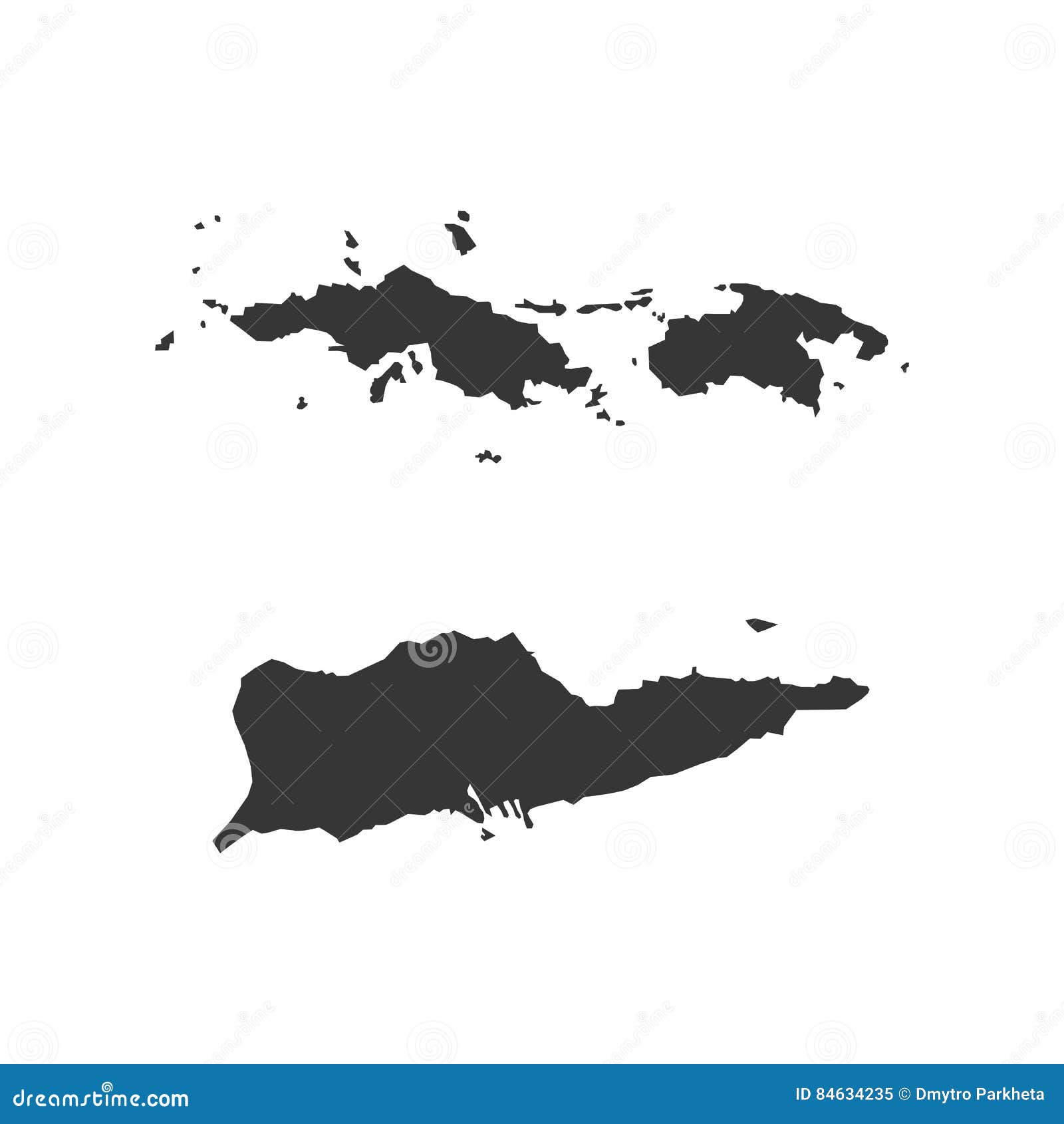 Virgin Islands of the United States Map Silhouette Illustration Stock