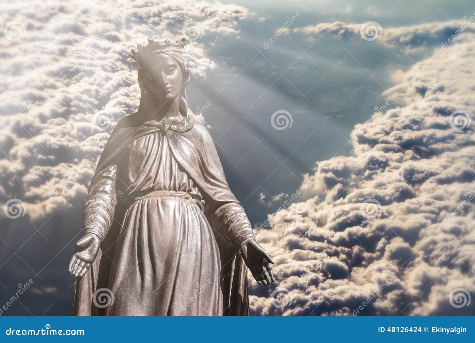 virgin mary in clouds