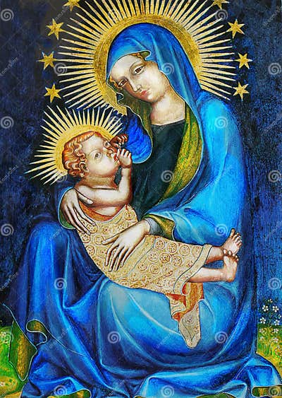 Virgin Mary and Jesus stock image. Image of mary, painted - 37201623