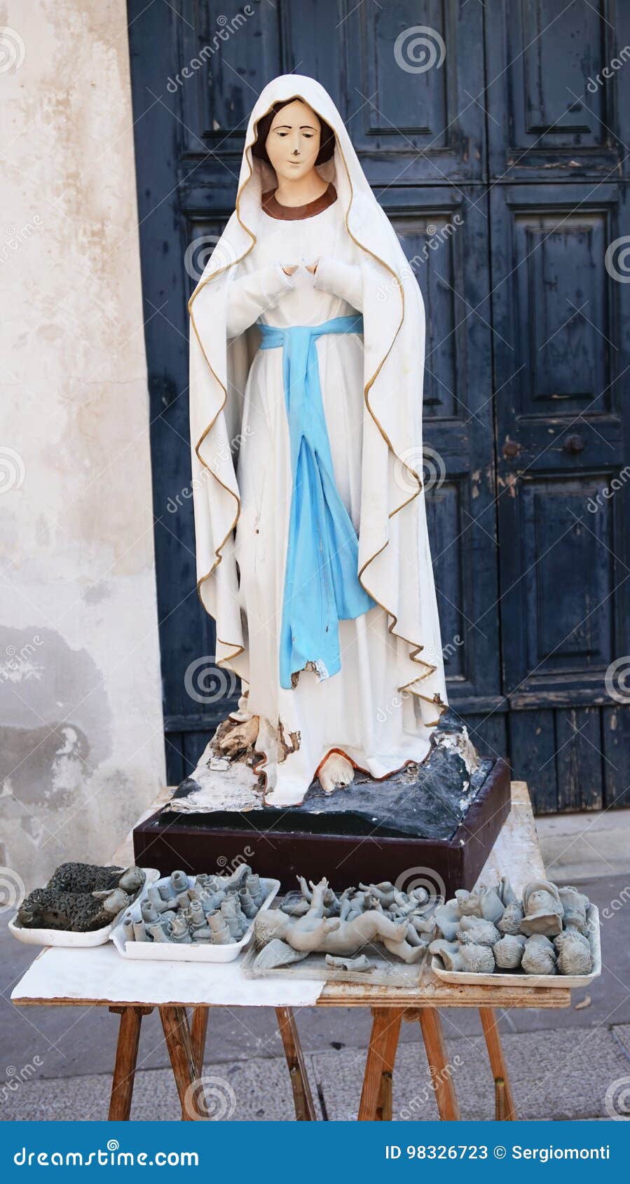 Virgin Mary Statue, Lecce, Apulia, Italy Stock Image Image of blue