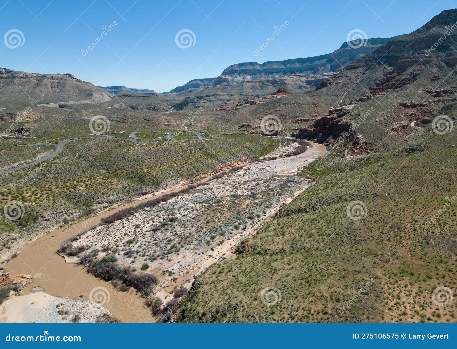 The Virgin River on the Arizona Strip, Aerial Image Stock Image