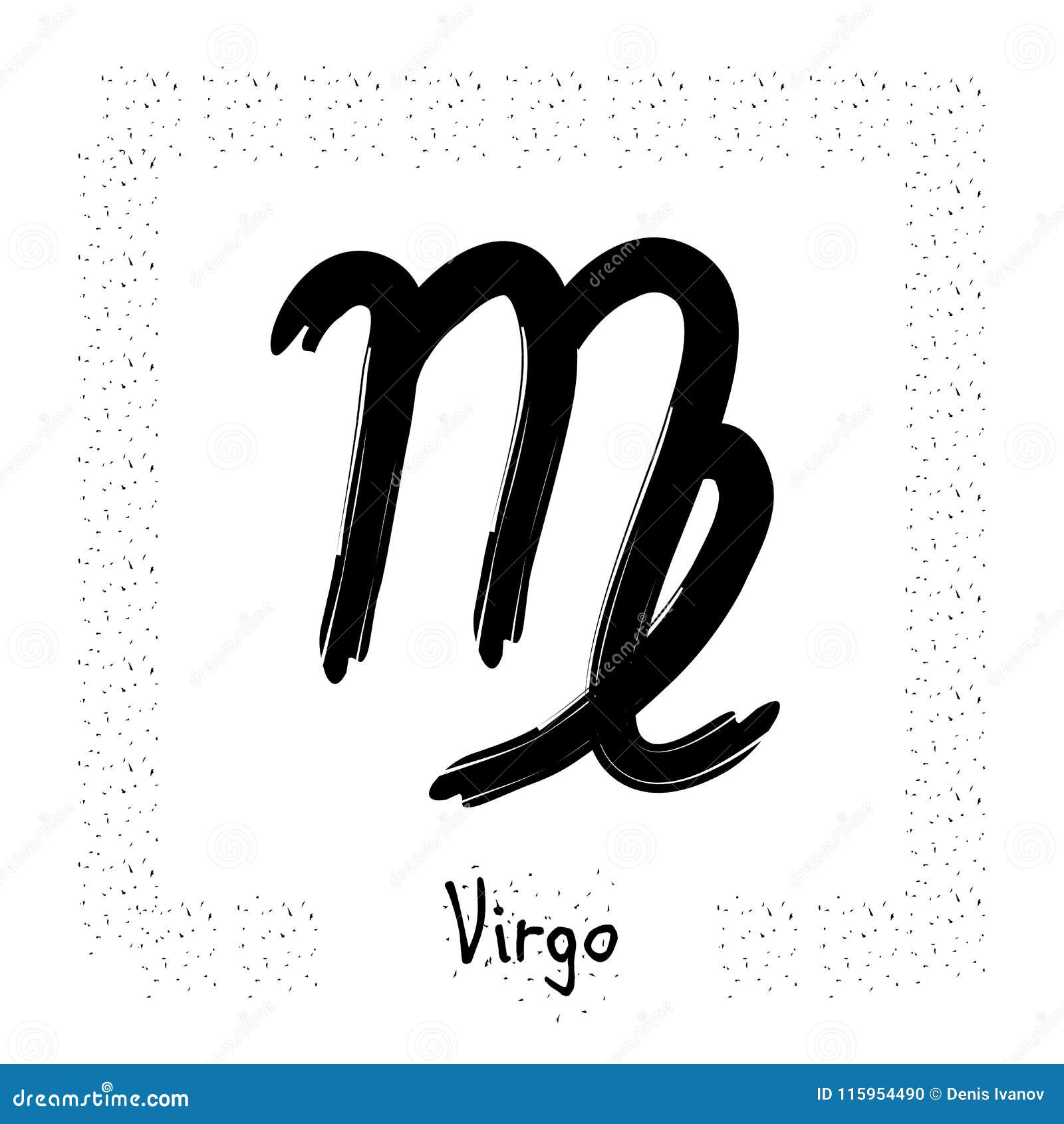 Virgo Vector Zodiac Sign, Hand Drawn with Ink Brush Stock Vector ...