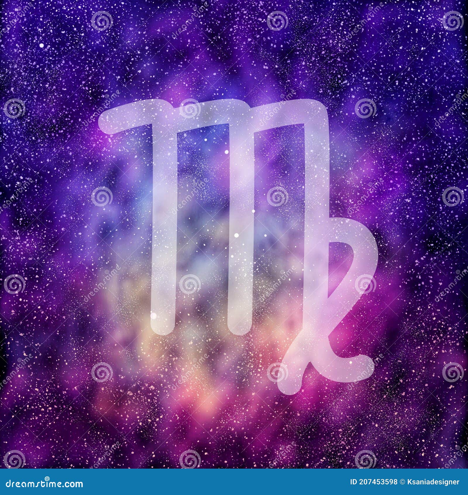 Virgo. Zodiac Sign. Colorful Galaxy and Stars Background. Cosmic ...