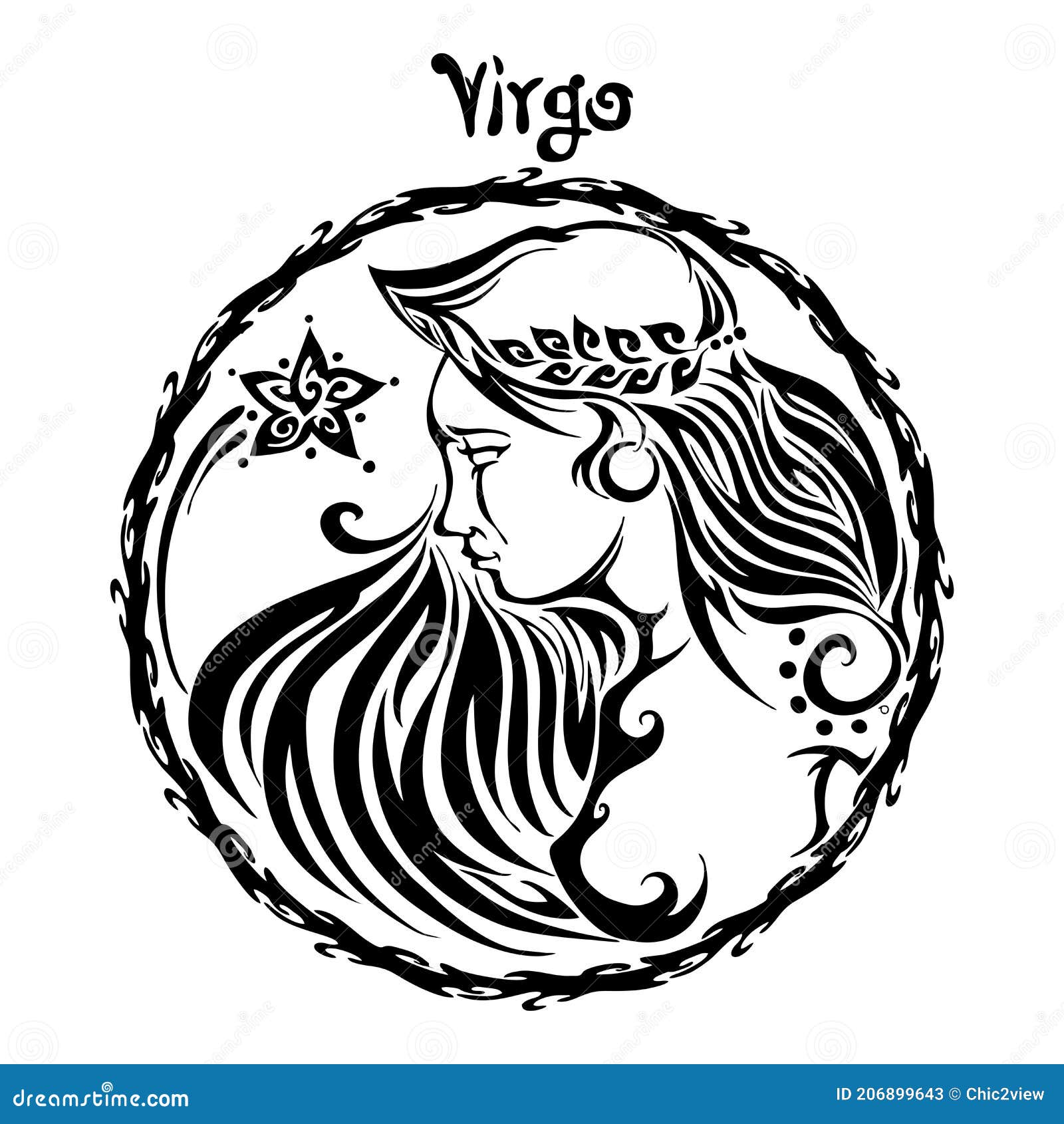 The Crescent Moon Zodiac Virgo Svg, Virgo Zodiac Tattoo Svg