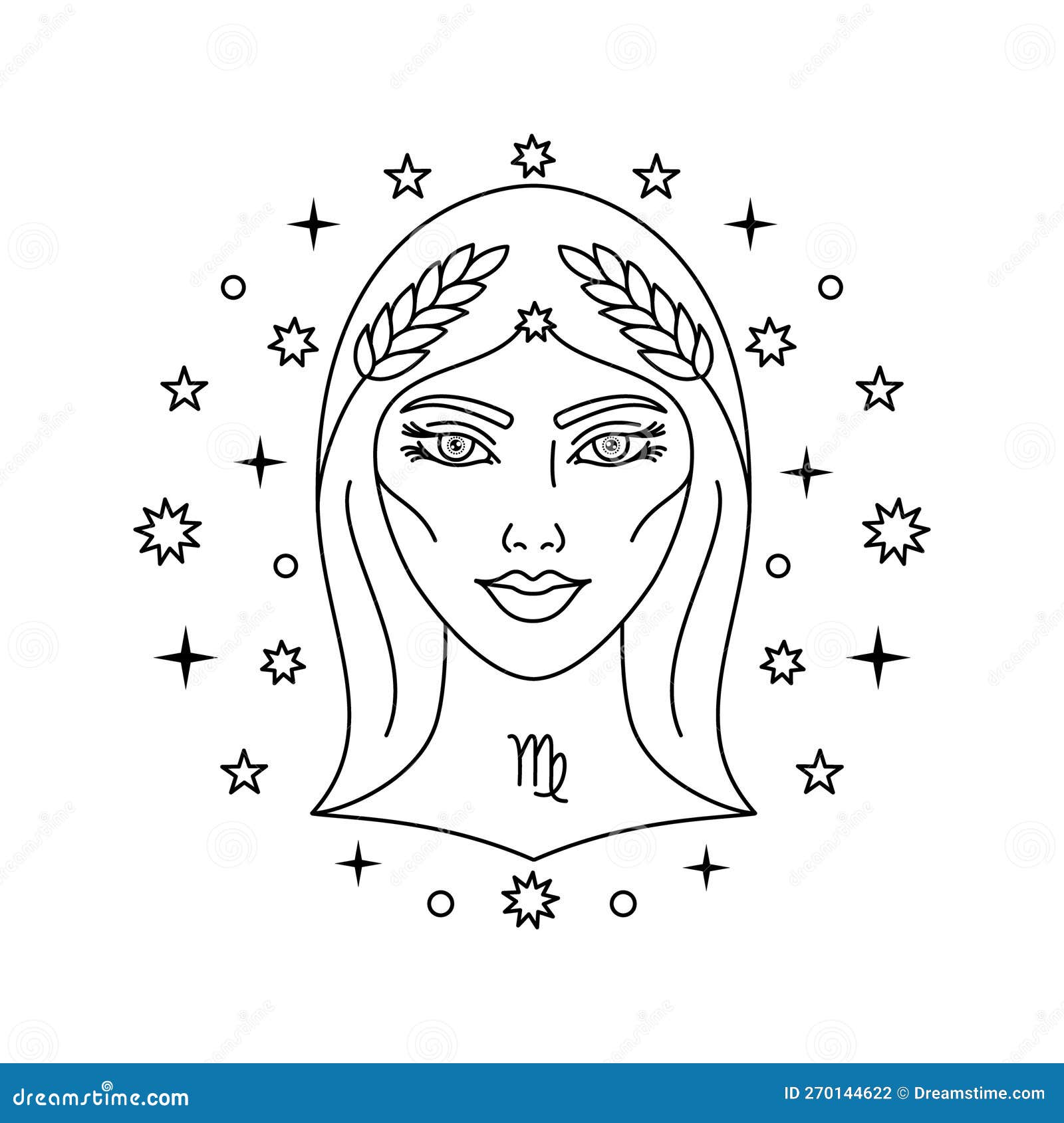 Virgo zodiac sign stock vector. Illustration of head - 270144622