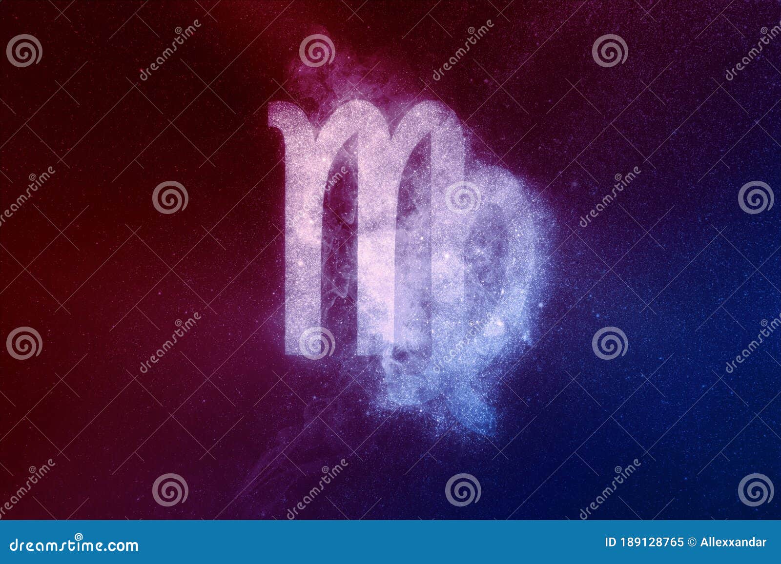 Virgo Zodiac Sign Red Blue. Abstract Night Sky Background Stock ...