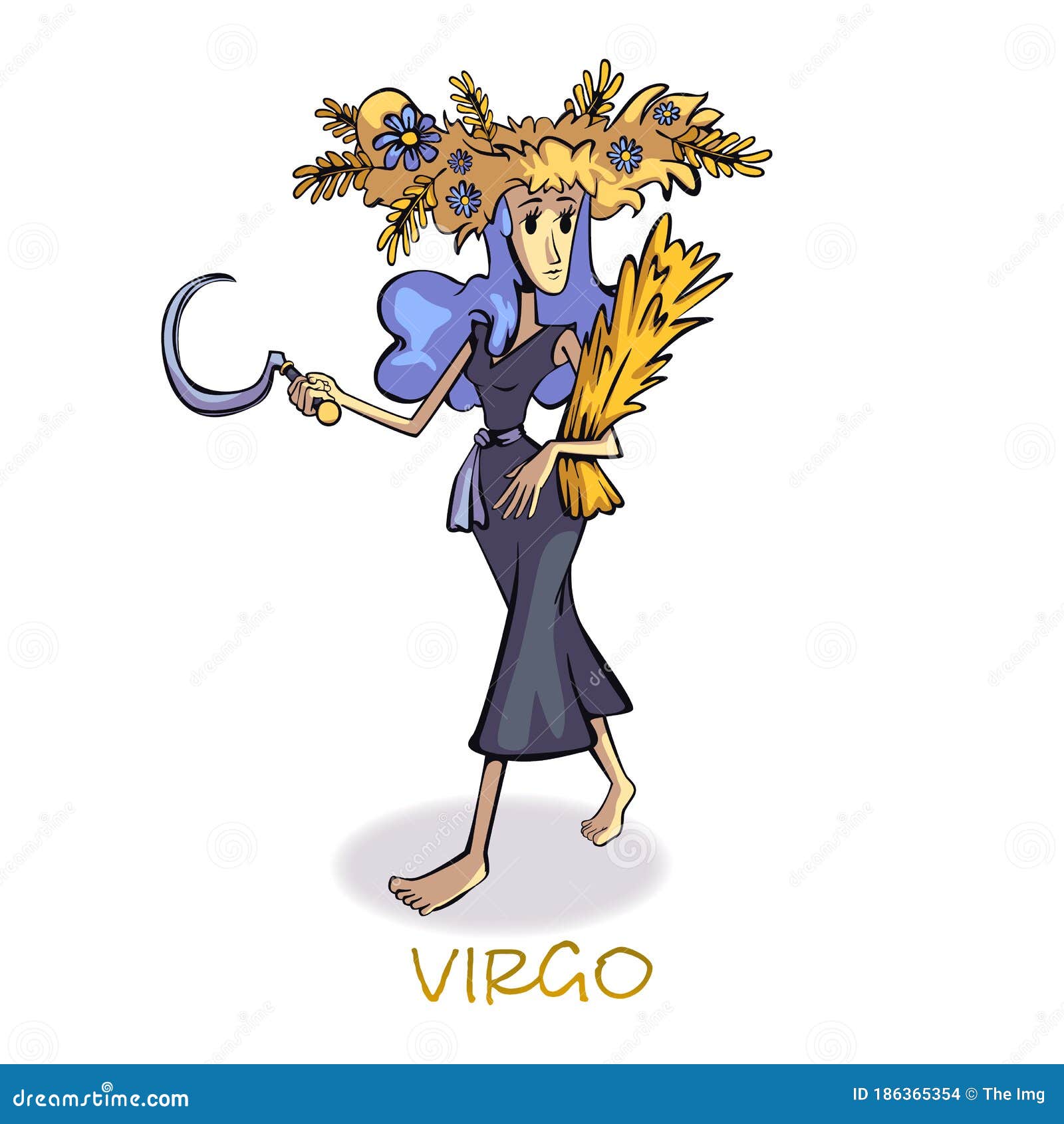 Download Virgo Zodiac Sign Woman Flat Cartoon Vector Illustration ...