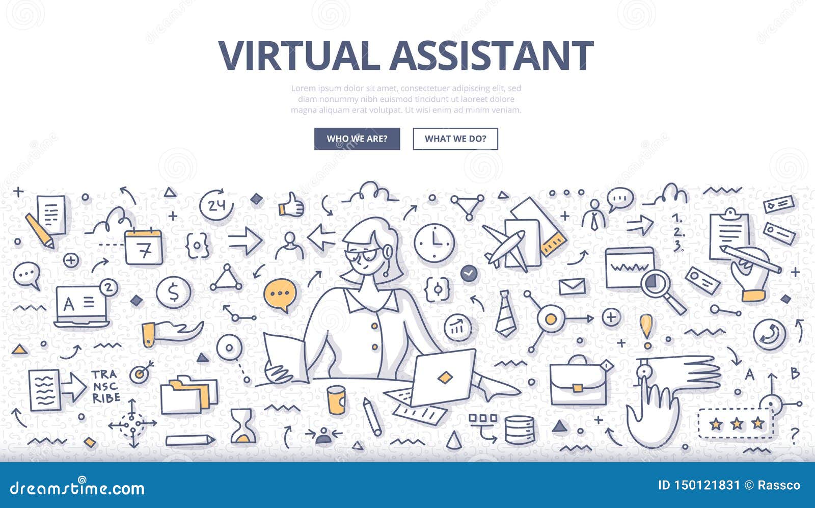 virtual assistant doodle concept