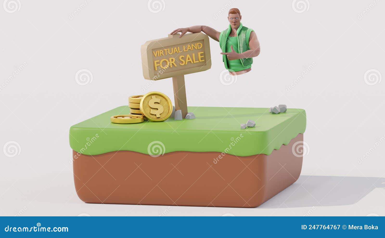Virtual Avatar in the Metaverse Selling His Virtual Land for Cryptocurrency.  Stock Image - Image of cyber, dollar: 247764767