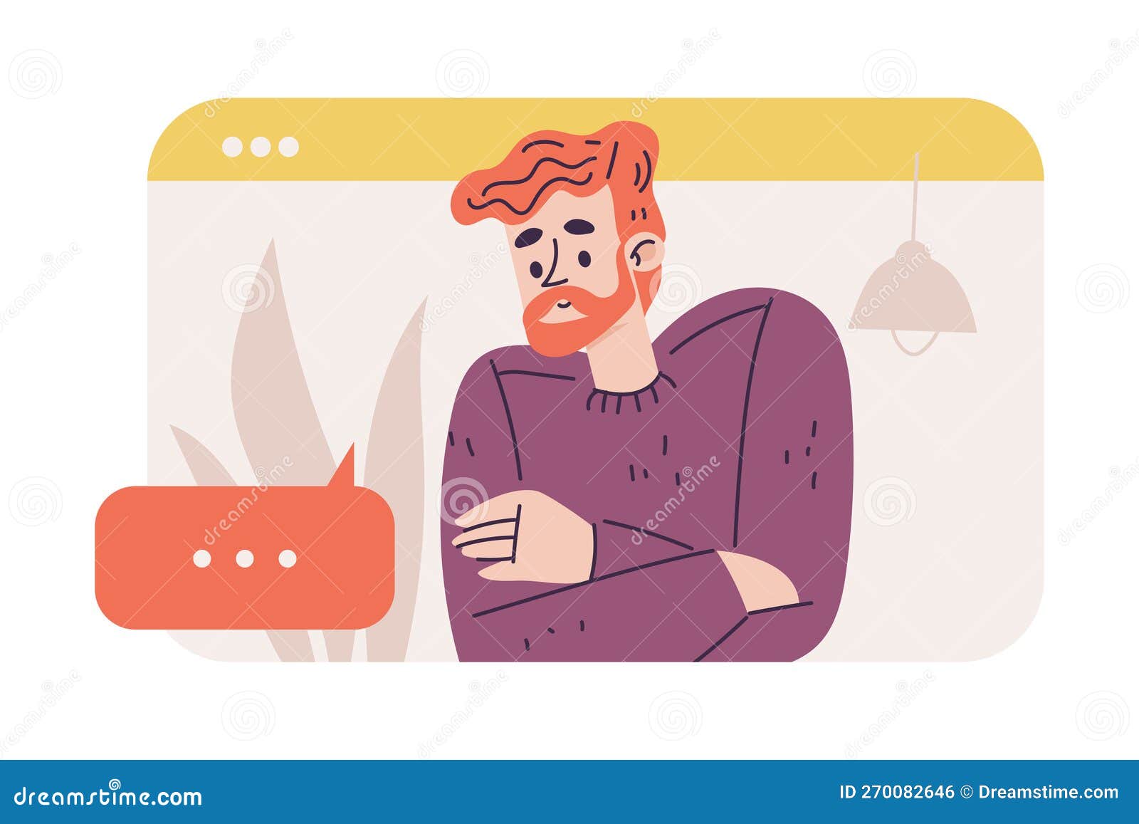 Virtual Communication with Bearded Man Character in Web Window Talking To  Somebody Vector Illustration Stock Vector - Illustration of home, computer:  270082646