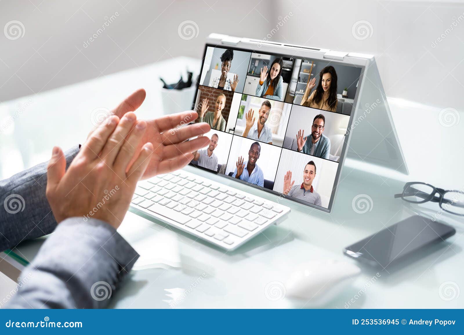Virtual Conference Meeting Interview Stock Image - Image of online