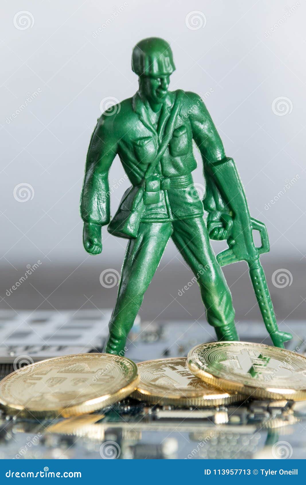 Virtual Cryptocurrency Bitcoin Concept. War Soldier Protecting D Stock  Image - Image of payment, motherboard: 113957713