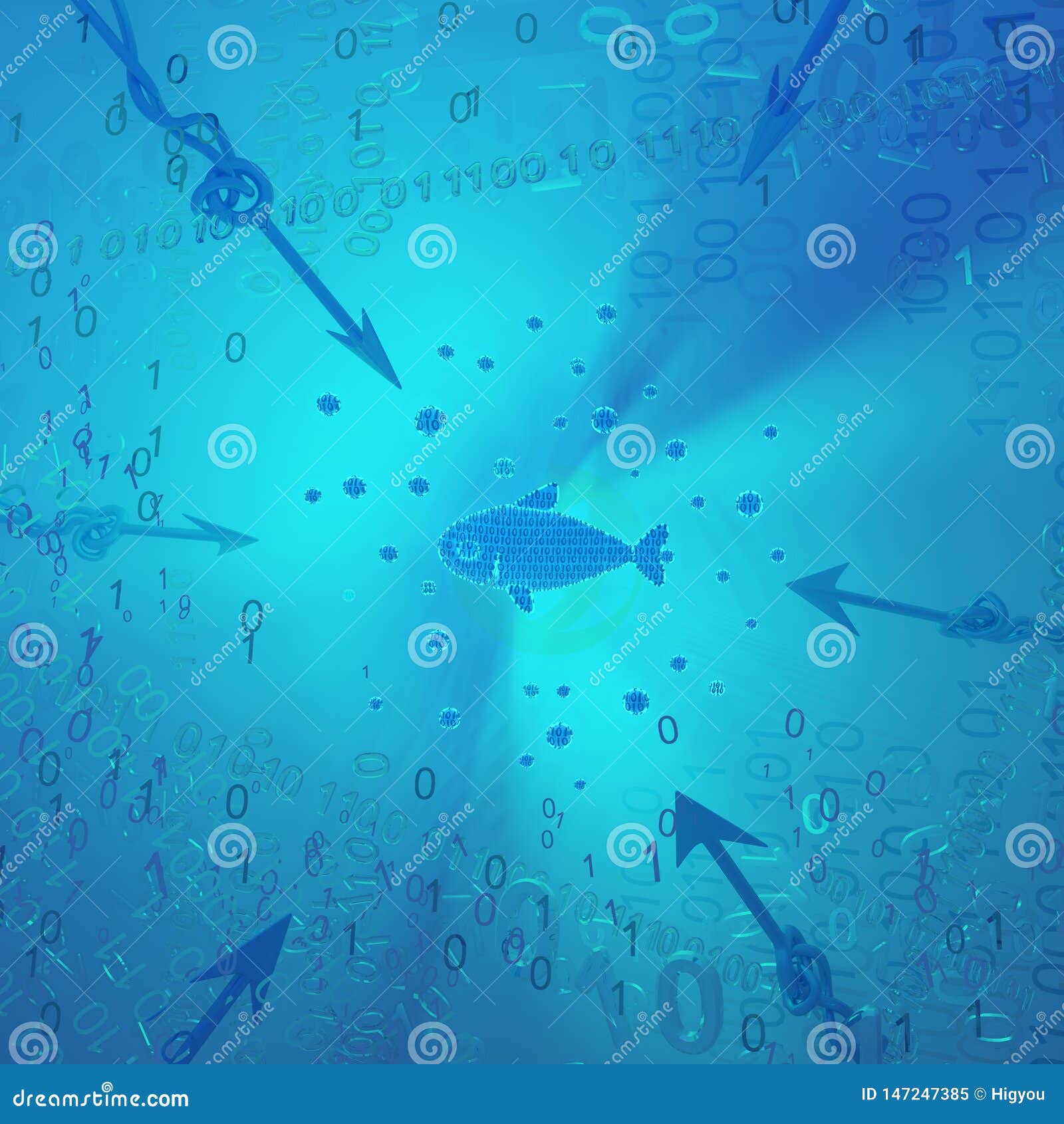 Virtual Fish Habitat, Harpoon Fishing Stock Illustration - Illustration of  database, binary: 147247385