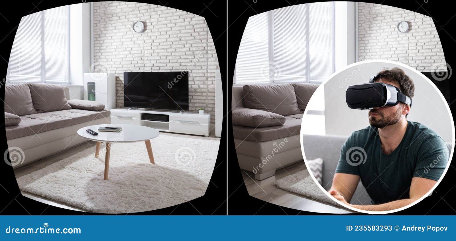 Virtual Guided Real Estate House Tour Using VR Stock Image - Image of