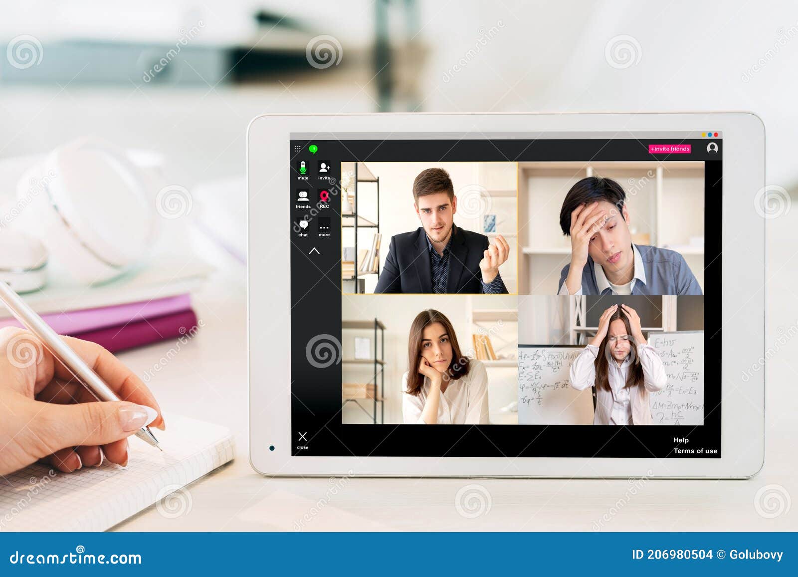 virtual meeting video conference wfh team tablet