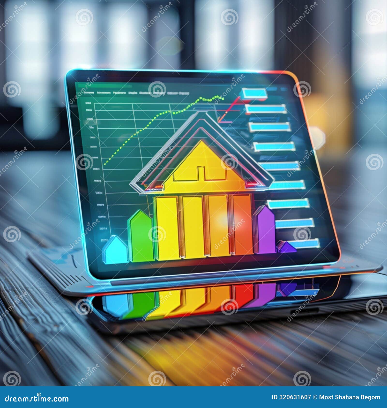 Virtual Real Estate Agent Working Stock Illustration Illustration of