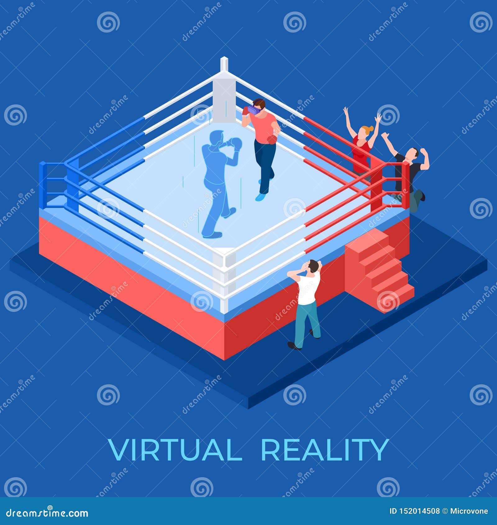Virtual Reality Boxing Match on Isometric Playground Vector