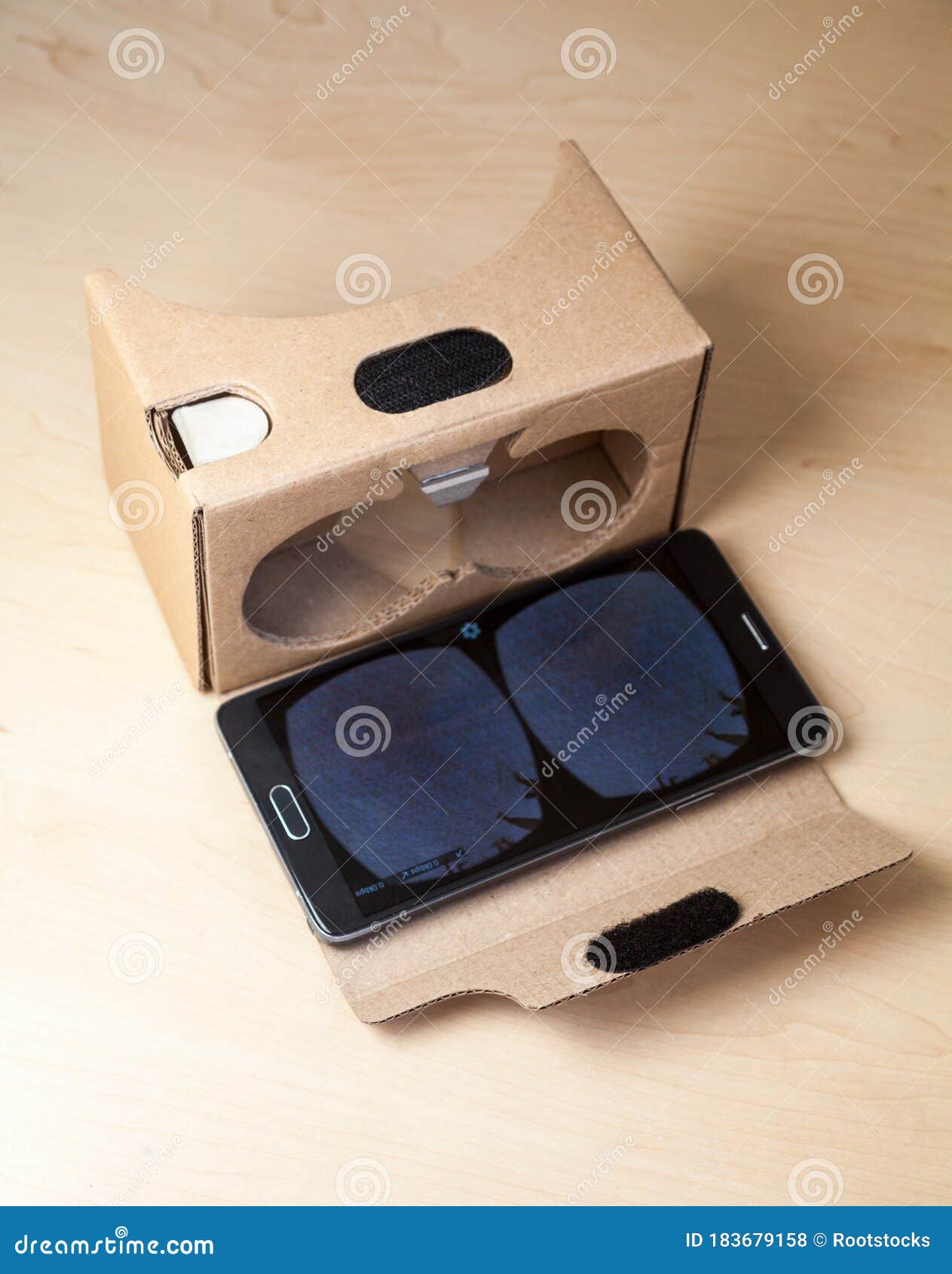 Virtual reality cardboard stock photo. Image of headset 183679158