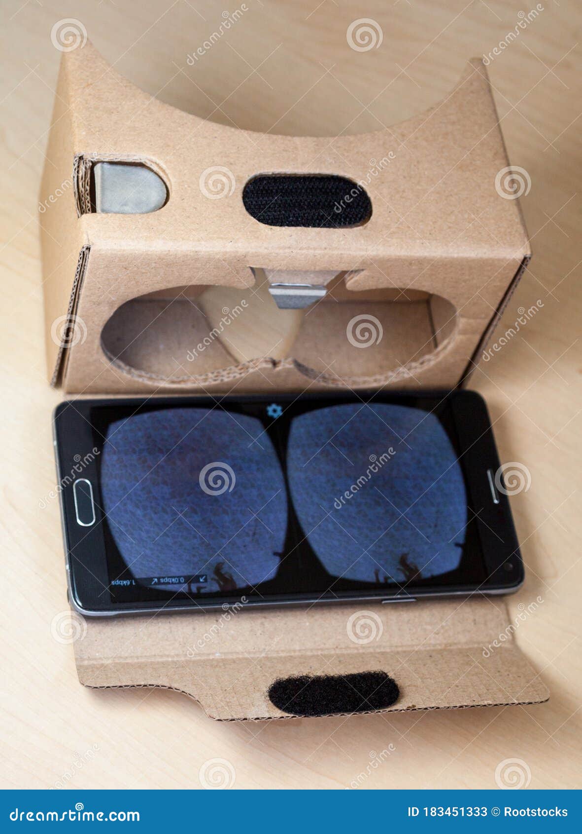Virtual reality cardboard stock image. Image of device 183451333